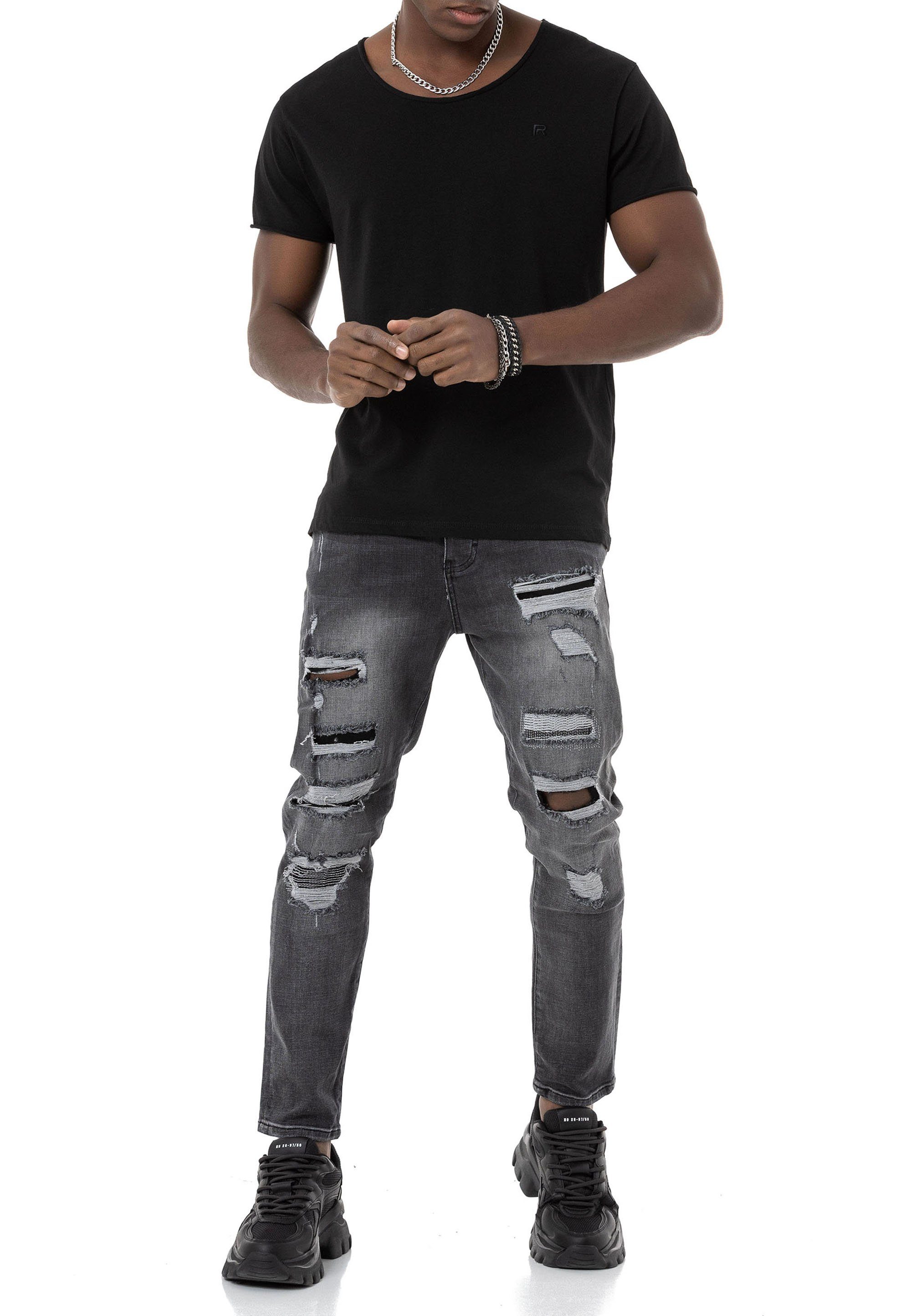 Anthracite Hose lässige RedBridge 5-Pocket-Style Denim Destroyed-Jeans