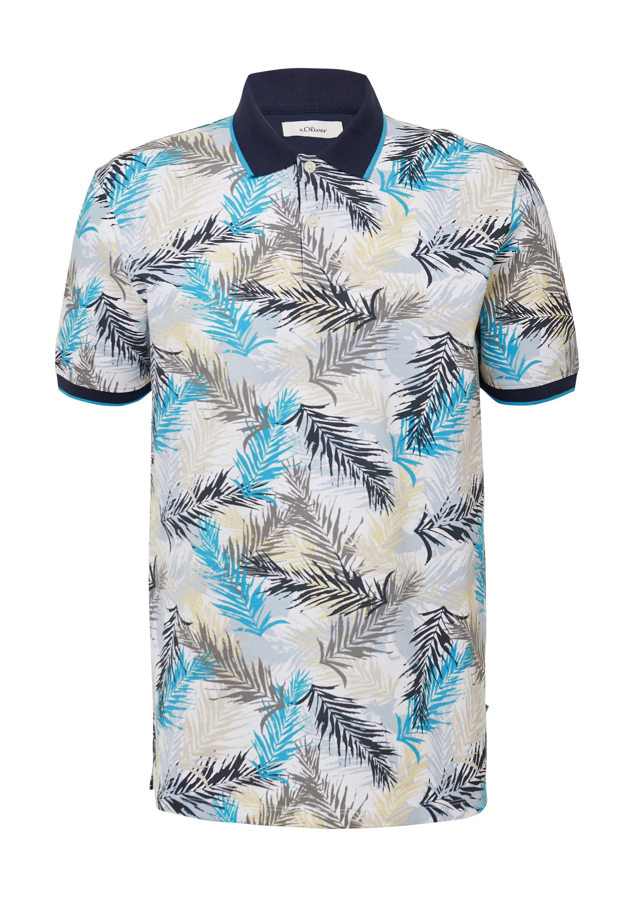 s.Oliver Kurzarmshirt Polo-Shirt Piqué-Poloshirt mit Print günstig online kaufen