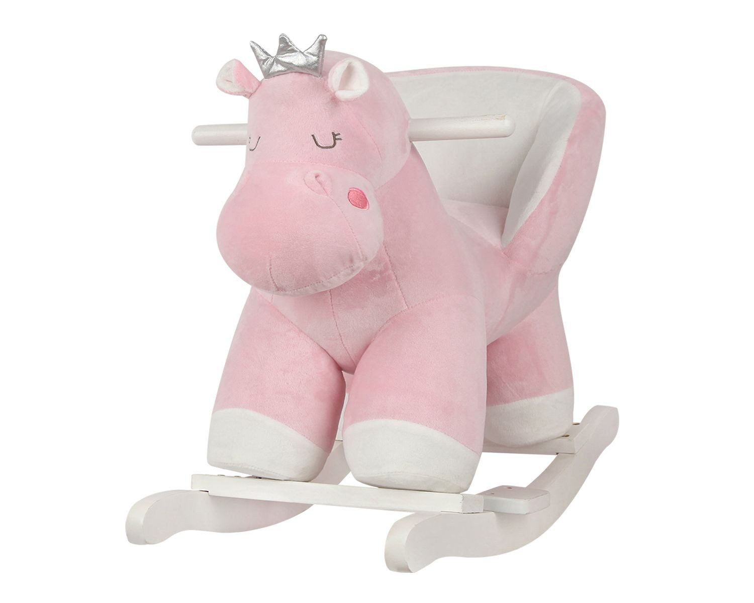 Kikkaboo Schaukeltier Hippo, Plüsch, Sicherheitsgurt, Rückenlehne, Holzsockel, ab 12 Monate