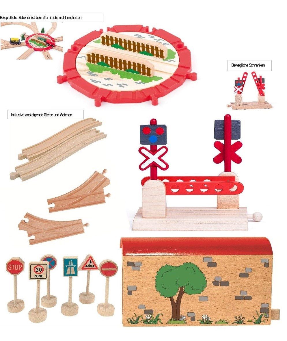Woodyland Spielzeugeisenbahn-Erweiterung 13 tlg Holzeisenbahnset Zubehör passend zu gängigen Holzeisenbahnen