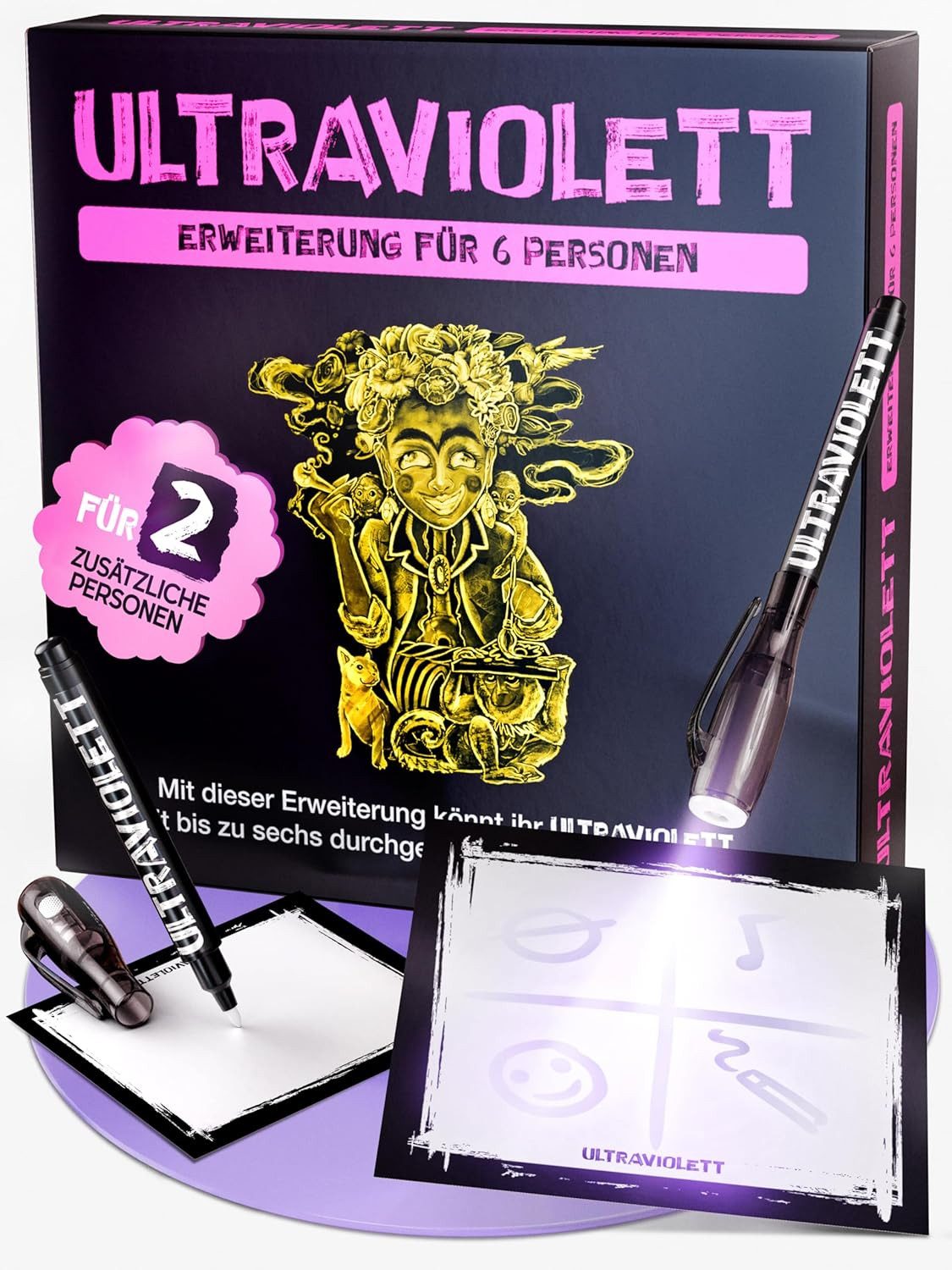 Kampfhummel Игры Spiel Ultraviolett, 6 Игрыr Erweiterung, Schwarzer Humor, Brettspiel für Erwachsene, inklusive Batterien