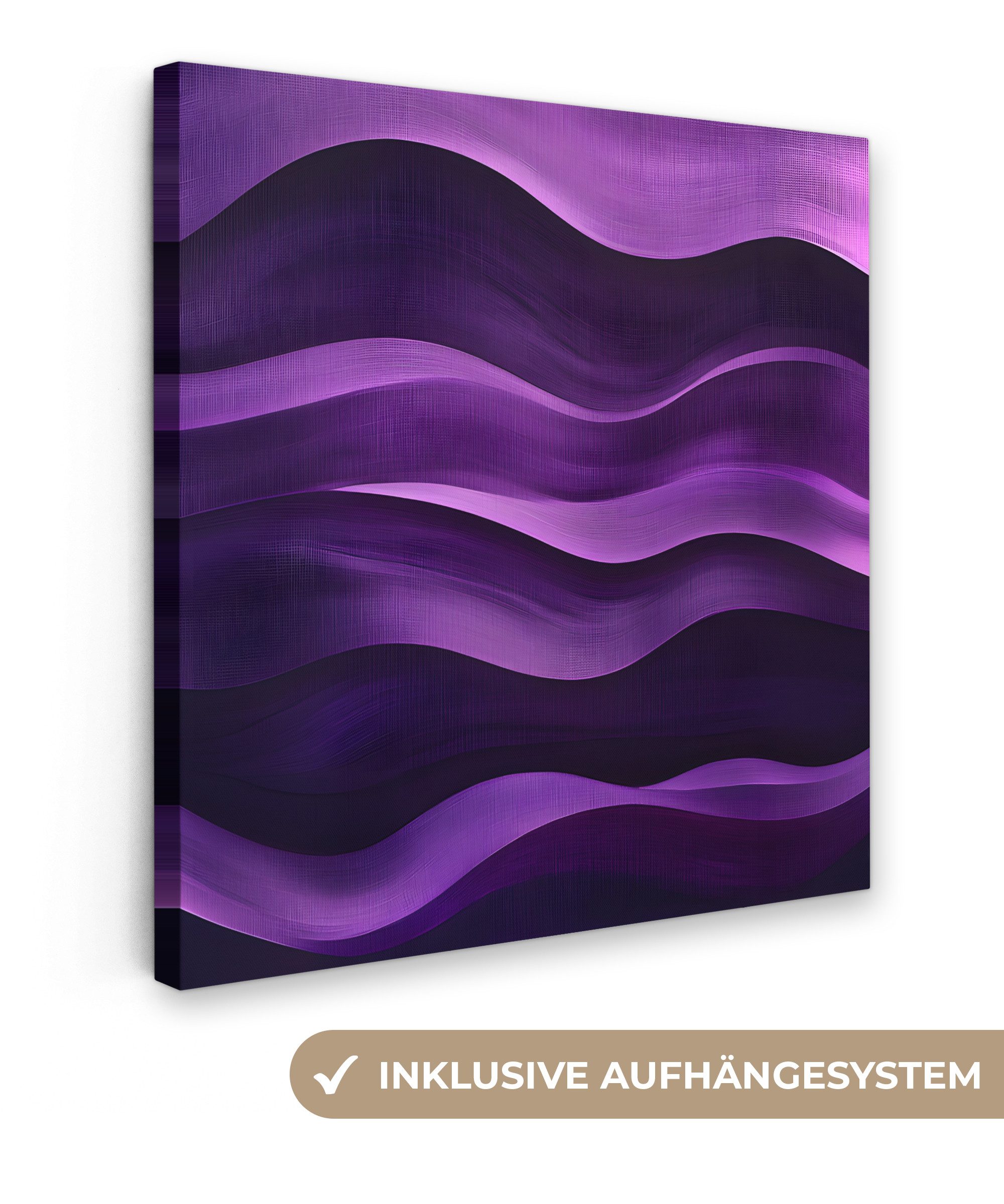 OneMillionCanvasses® Leinwandbild Wellen - Abstrakt - Lila, Fotodruck (1 St), Wandbild, Deko Schlafzimmer Wohnzimmer Flur 20x20 cm