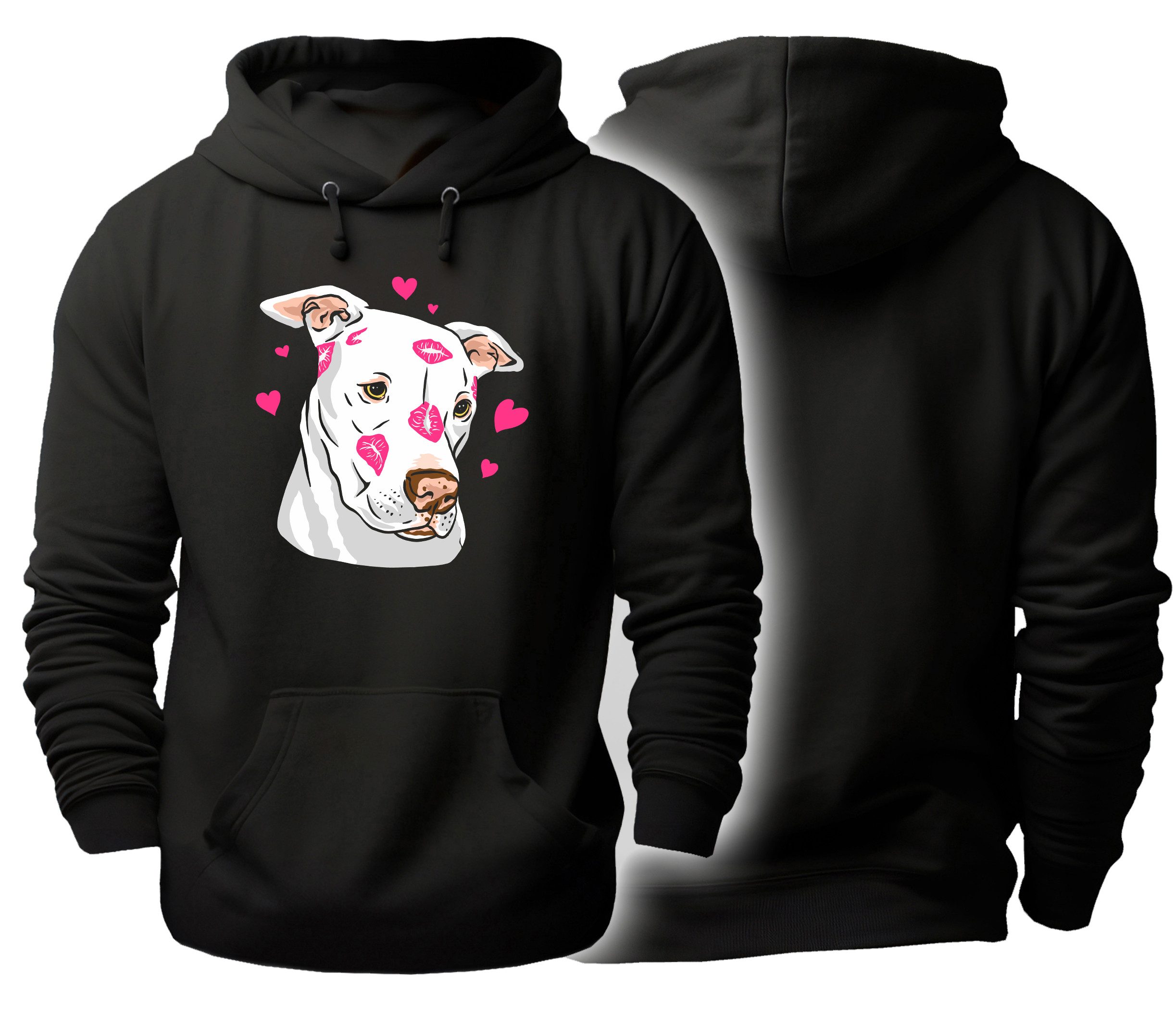 MyDesign24 Hoodie Kapuzen Pullover mit Hunde Motiv Schwarzer Herren und Damen Hoodie Gr.M i229