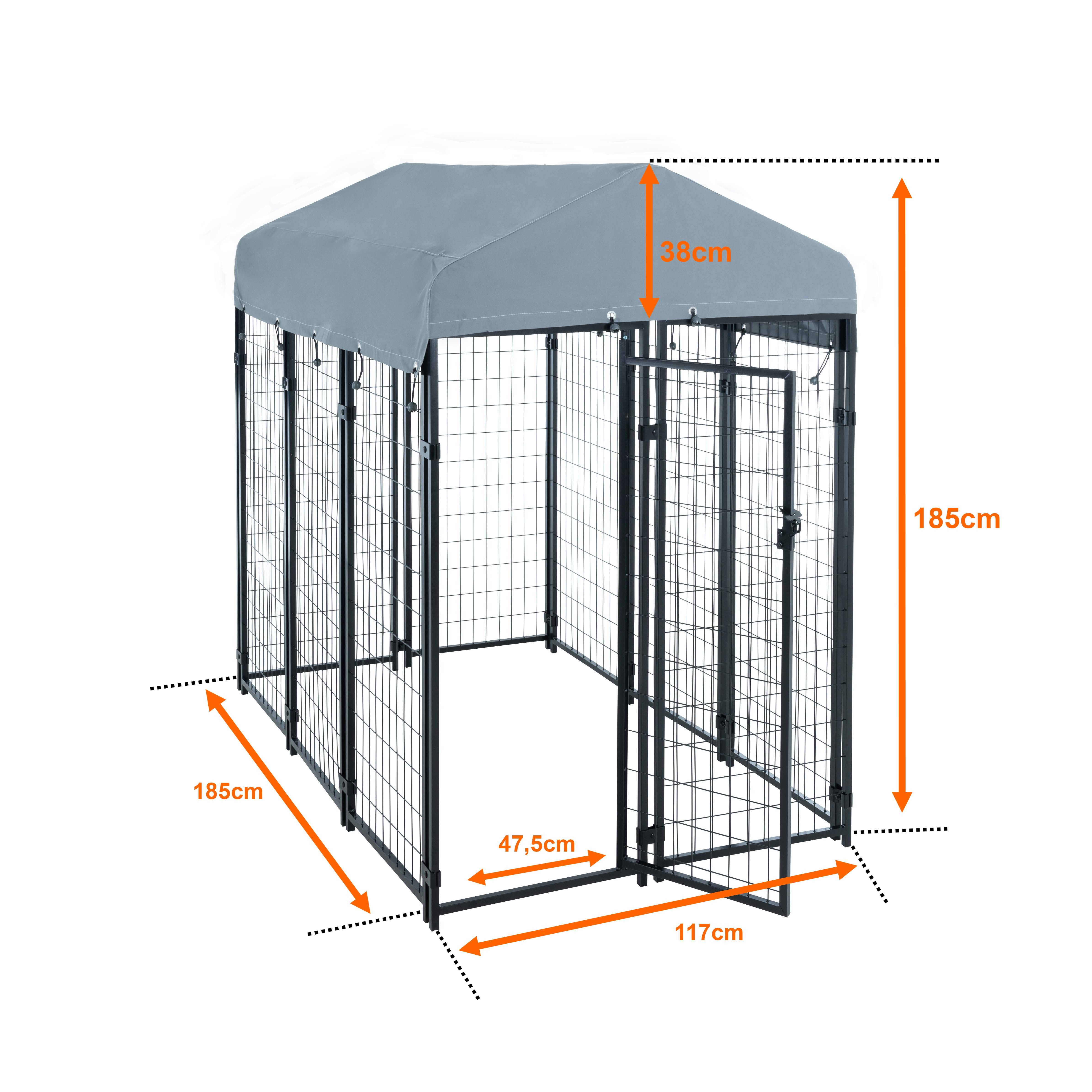 ESTEXO Freigehege Hundezwinger Hundekäfig Hundehaus 185x117x185 cm mit Dach Gehege Aus