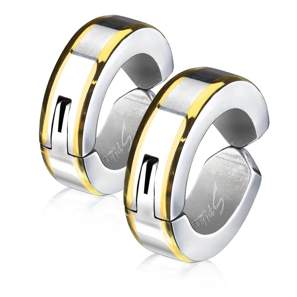 Creolen-Set Gold - Creolen mit Metallrand Silber aus Edelstahl Unisex