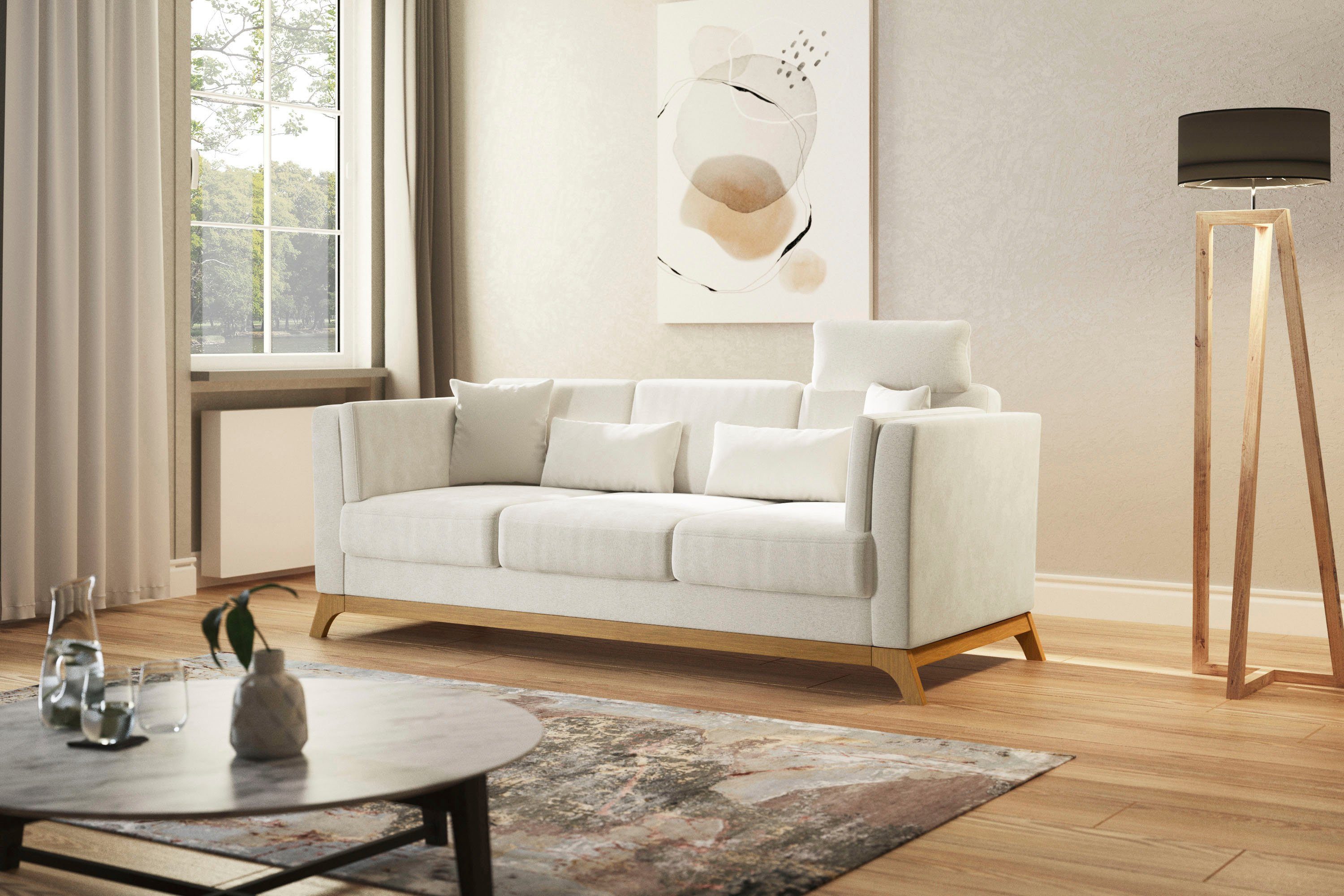 Home affaire 3-Sitzer Viva, mit Holzrahmen aus Eiche