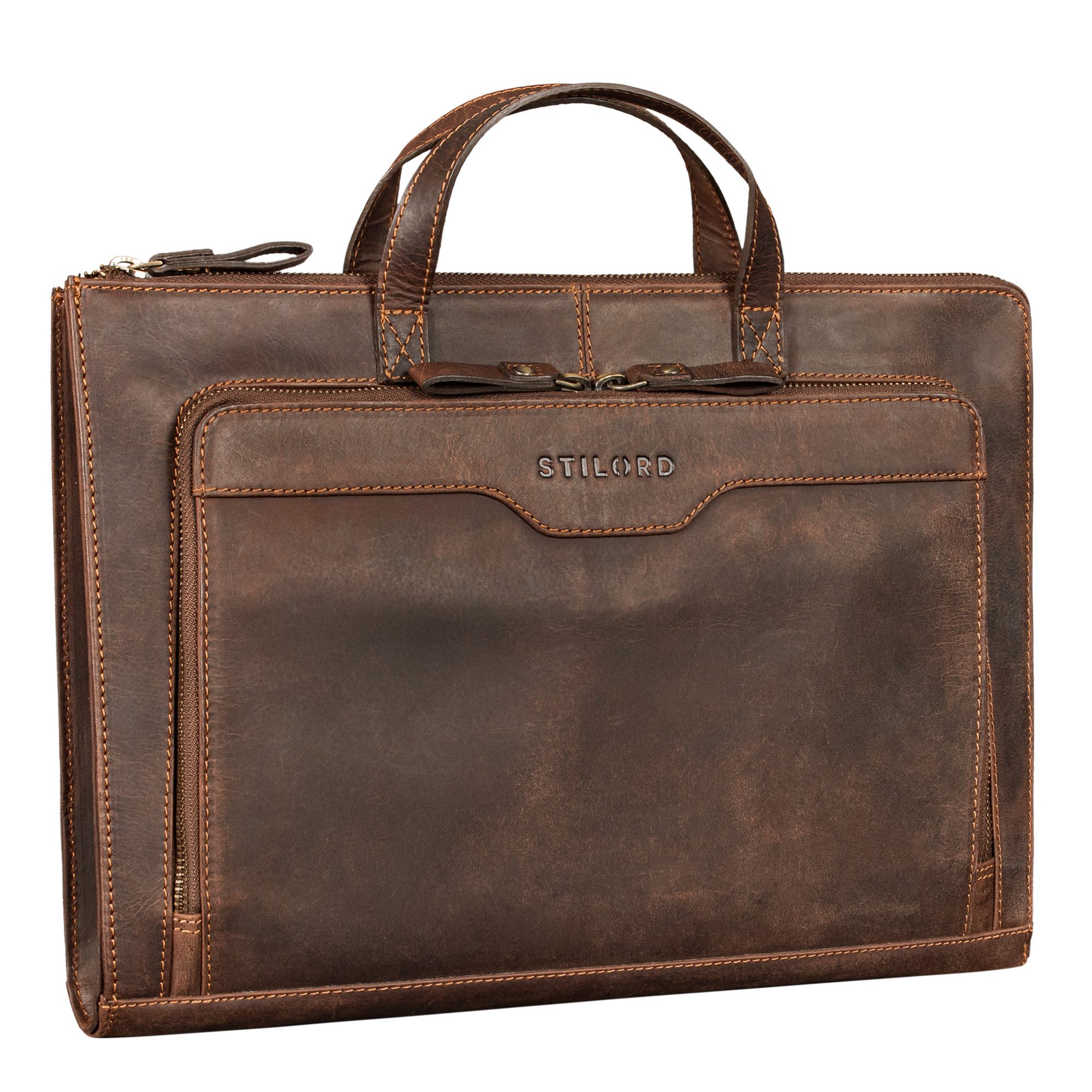 Laptoptasche "Silvano" Schmale Echtleder Laptop Sleeve 13,3 Zoll Damen und Herren