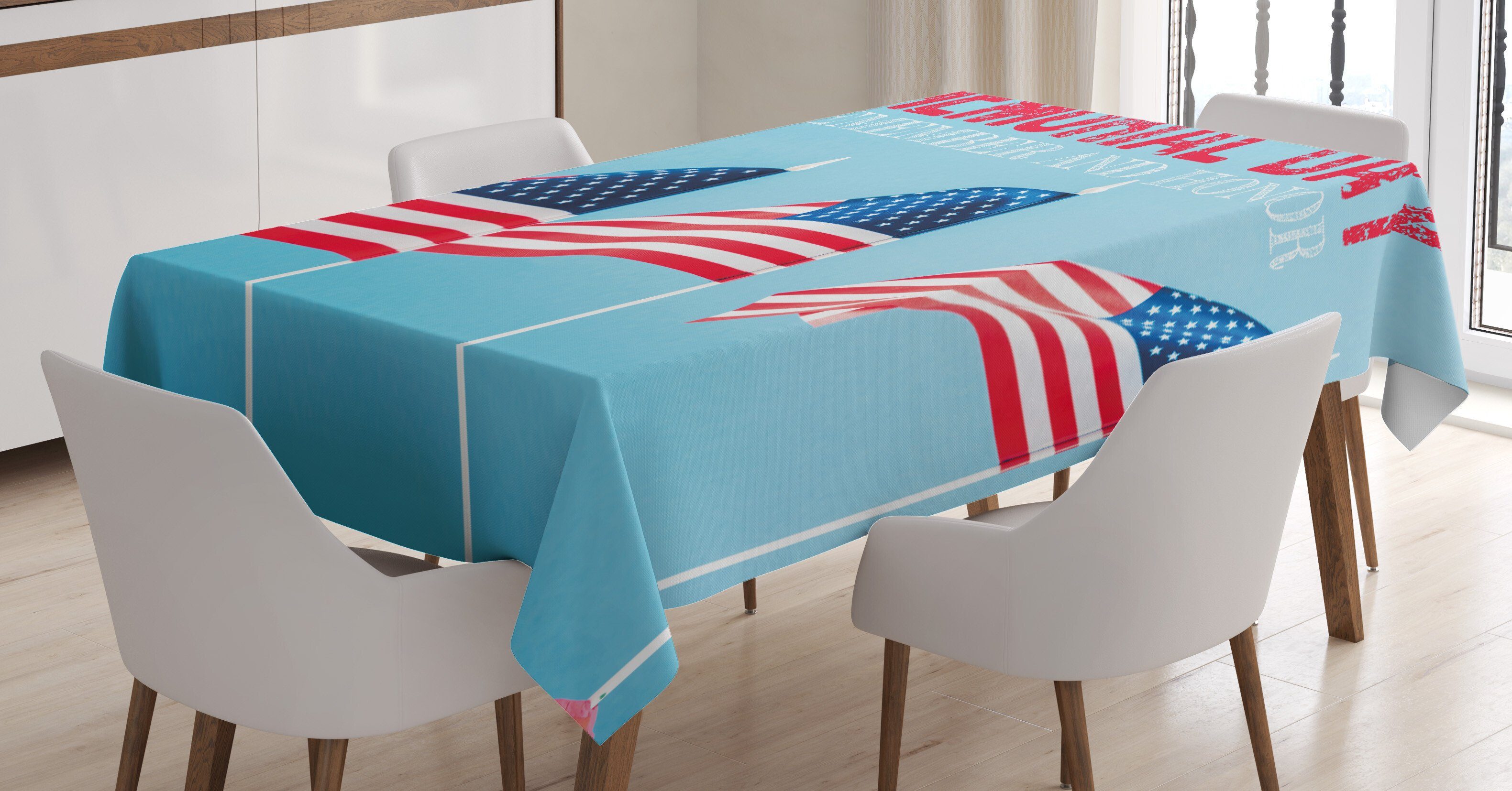 Abakuhaus Flags Gedenktag den Bereich Urlaub Farbfest Farben, Waschbar Klare American Für geeignet Tischdecke Außen