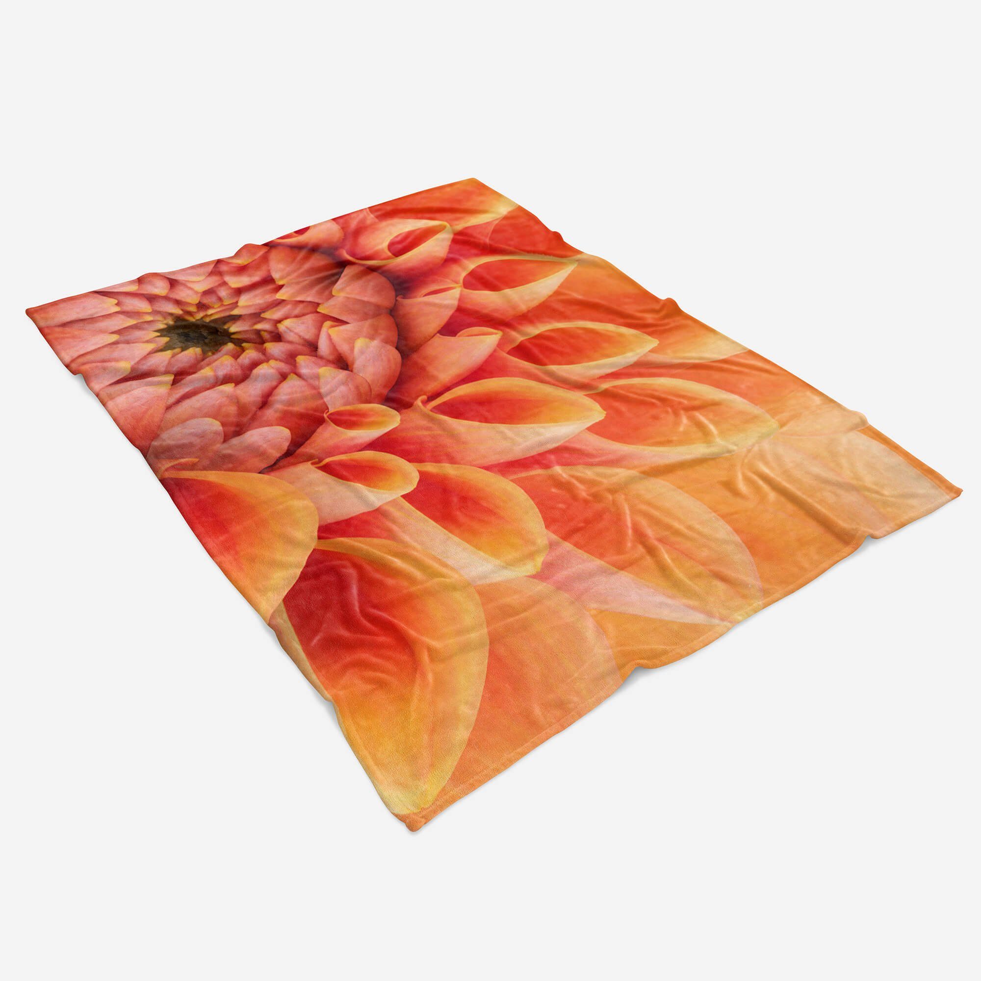 Sinus Art Handtücher Baumwolle-Polyester-Mix Blüte, Saunatuch Fotomotiv Strandhandtuch Blume (1-St), Dahlie Handtuch Kuscheldecke mit Handtuch