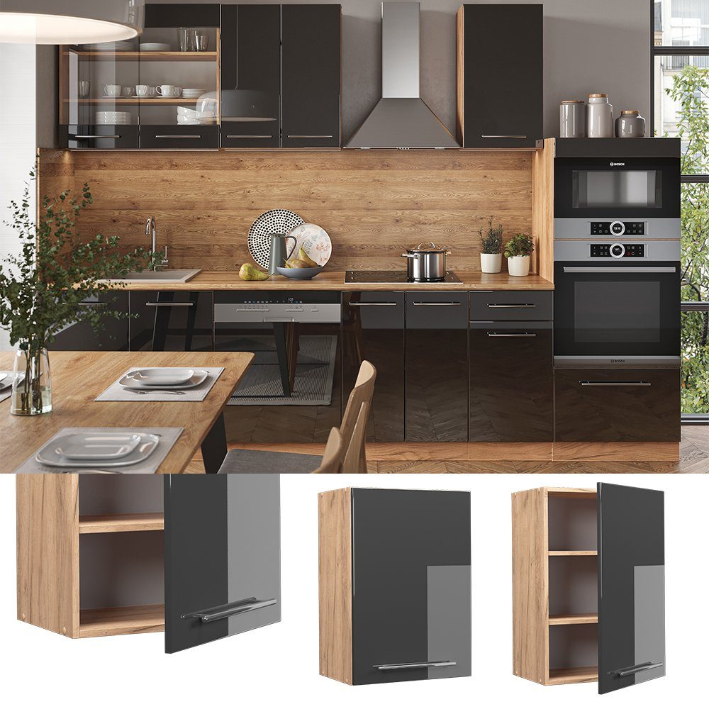 Vicco Hängeschrank Fame-Line, Anthrazit Hochglanz/Goldkraft Eiche, günstig online kaufen