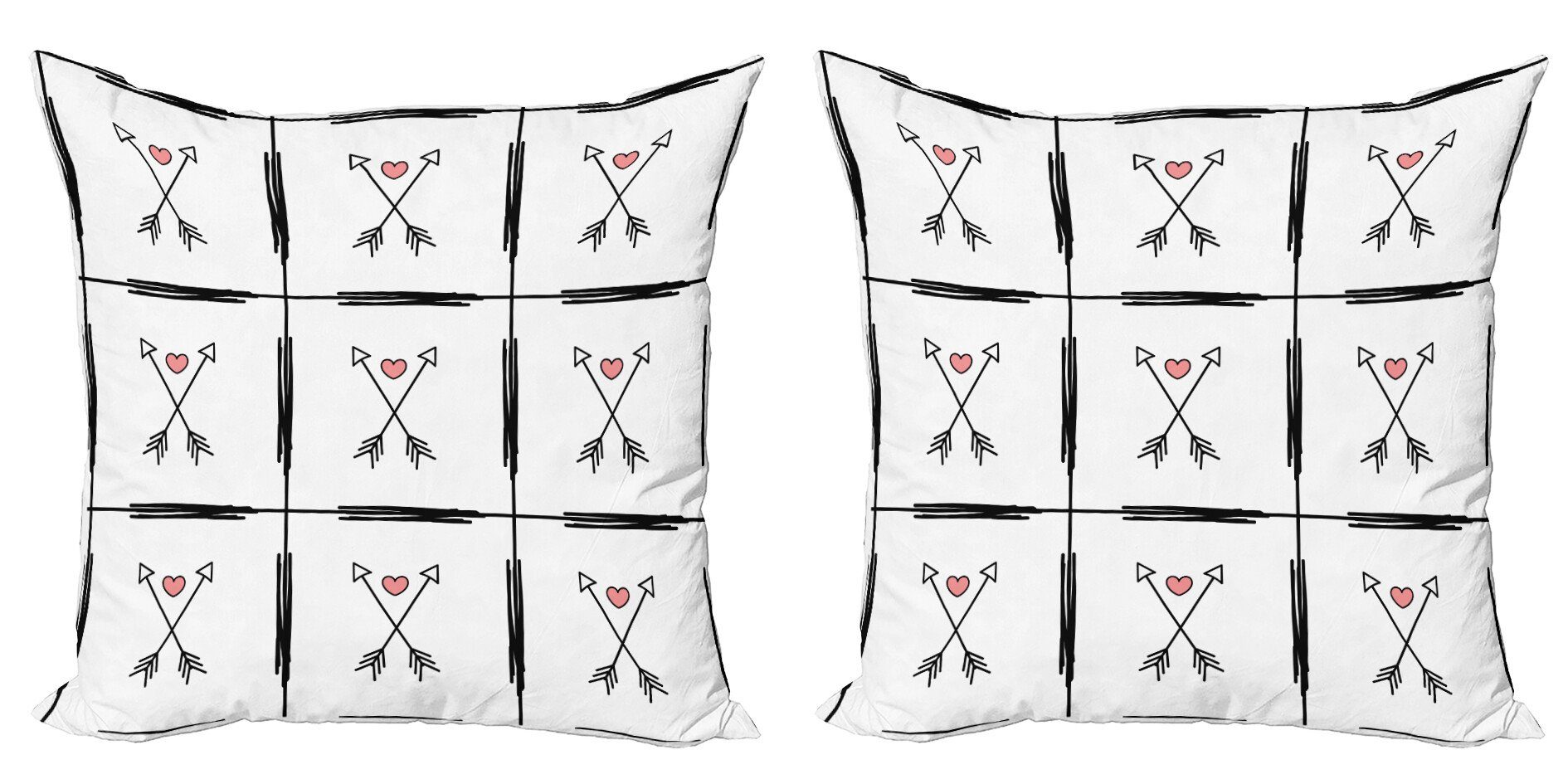 Kissenbezüge Modern Accent Doppelseitiger Digitaldruck, Abakuhaus (2 Stück), Valentine Pfeil-Herz-Muster