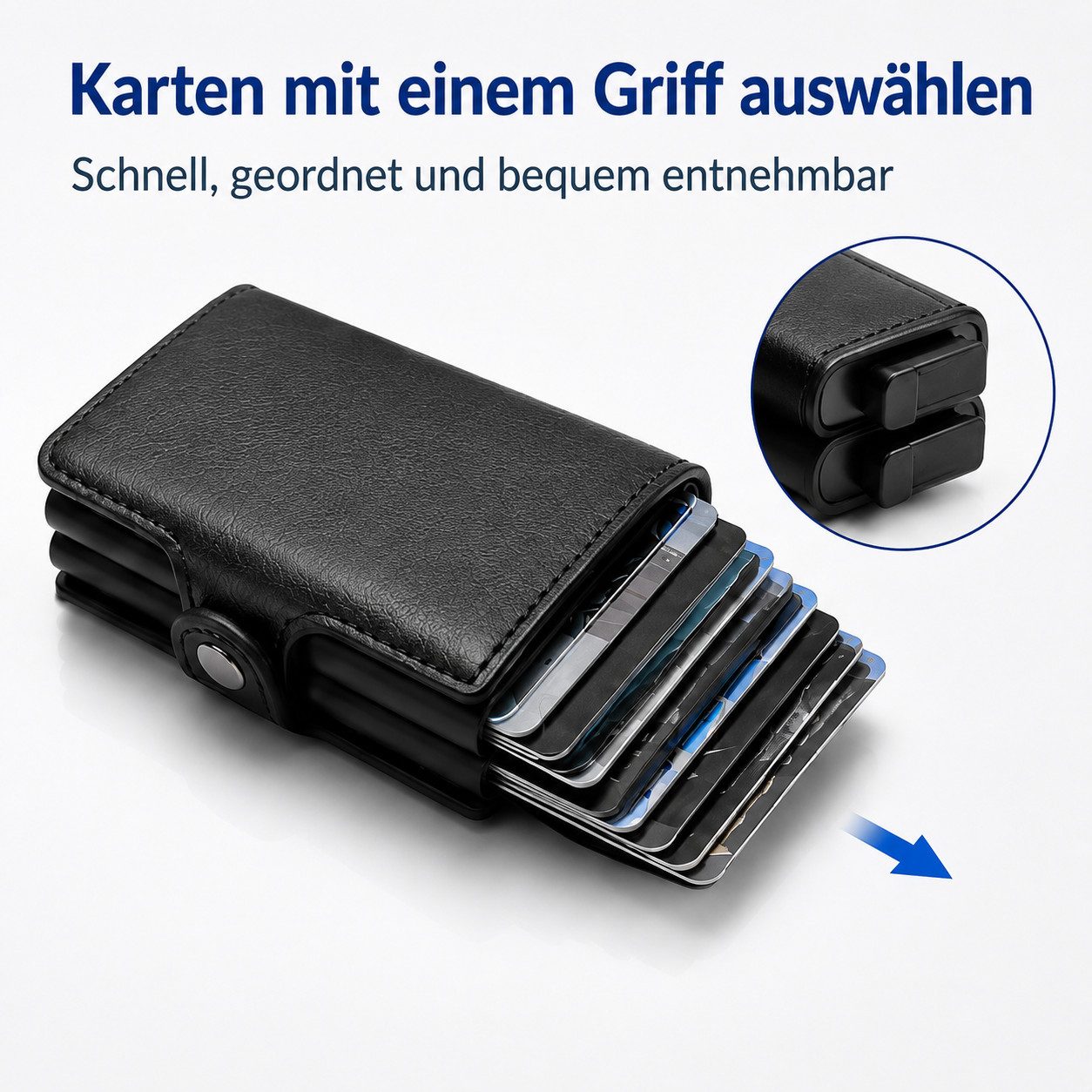 ibettertec Mini Geldbörse Slim Wallet Herren, Kartenetui, Kartenhalter mit RFID-Schutz (Pop-up Geldbörse mit 2 Kartenfächern, für bis zu 12 Karten), 2 Pop-up-Fä – Bild 2 von 5