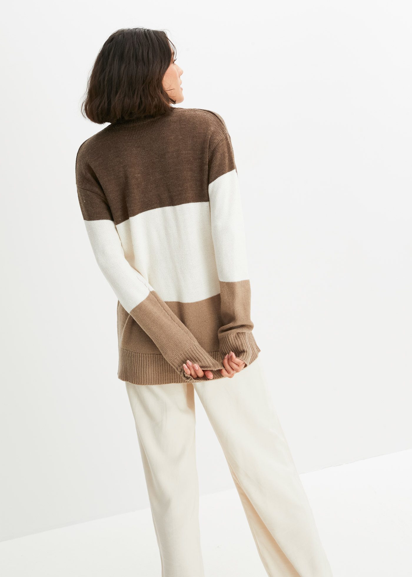 bonprix Strickpullover aus Polyacryl, mit V-Ausschnitt, bequeme Passform günstig online kaufen