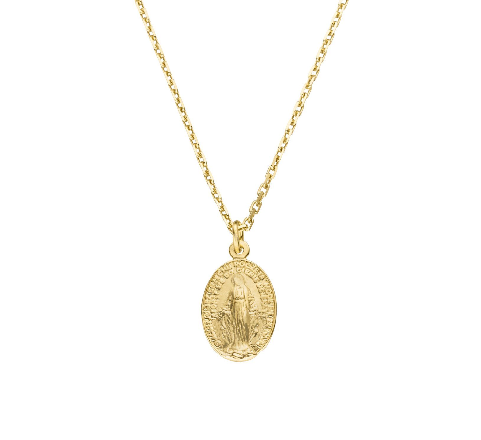 SCHOSCHON Kette mit Anhänger Madonna Wundertätige Medaille Halskette 925  Silber vergoldet, Schmuck Jungfrau Maria
