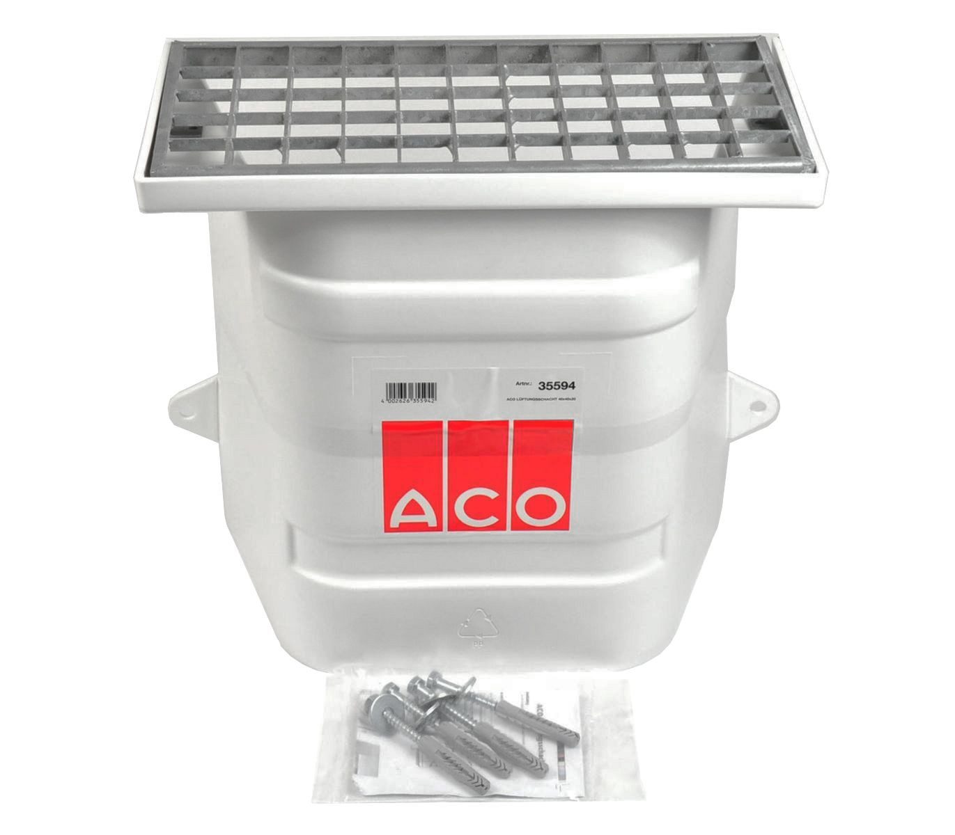 ACO Severin Ahlmann GmbH & Co. KG Lüftungsschacht 40x40cm Lüftungsschacht ohne Boden + Maschenrost 30/30, 40x20x40 cm, 3-St., begehbar, inkl. Montageset, einfacher Einbau