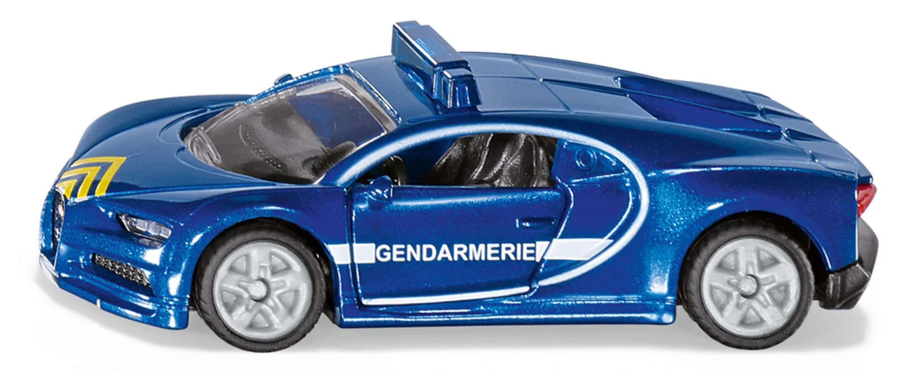 Siku Spielzeug-Auto Bugatti Chiron Gendarmerie mit zu öffnenden Türen, Türen zum Öffnen, Spezialreifen aus gummiertem Material