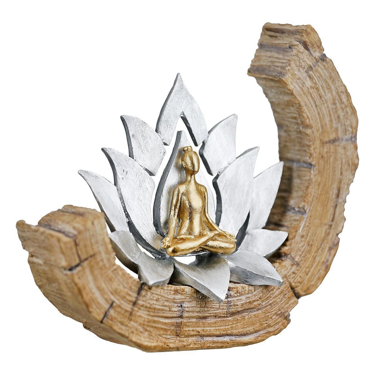 MF Skulptur Yoga Skulptur Lotus Gold Silber Figur 19 cm (1 St)