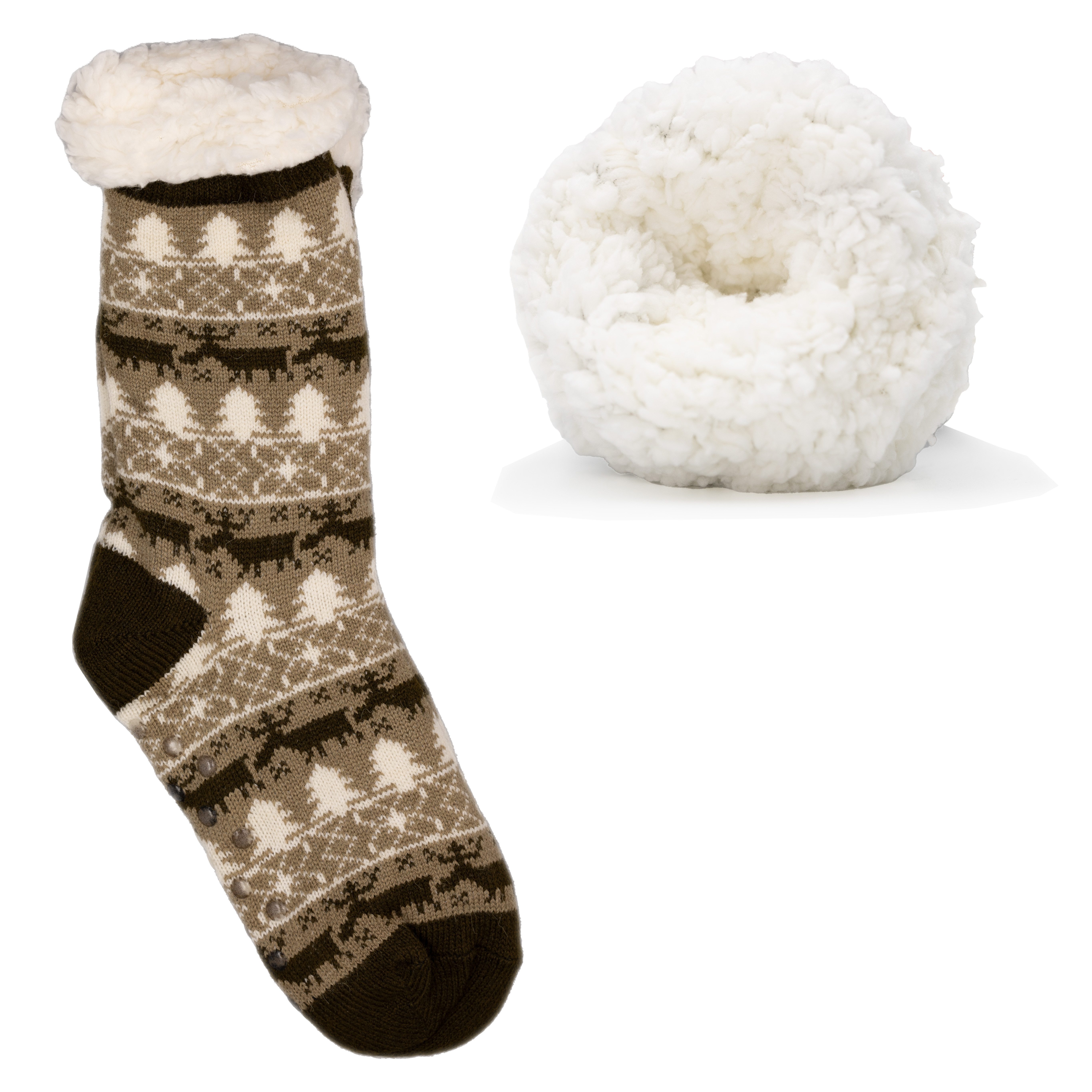 Frostfighter Шкарпетки для дому Damen Hüttensocken mit ABS Stoppersohle (1-Paar) Hüttenschuhe, Wolkenfutter, dicke warme gefütterte Шкарпетки, Gr.35-41