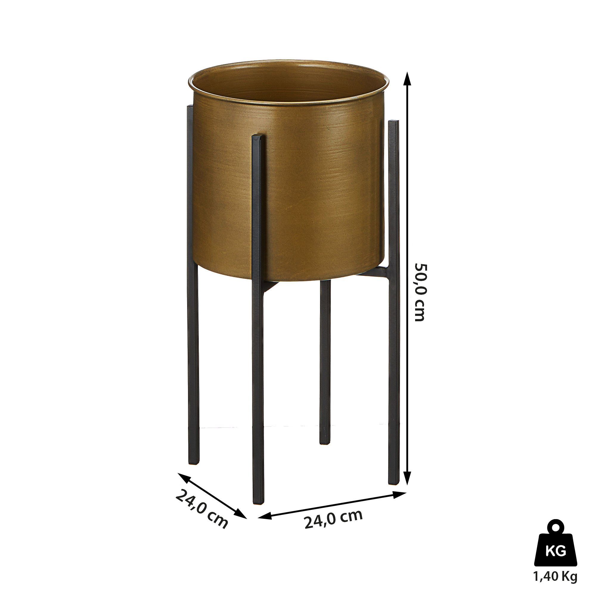 Gestell auf Blumenständer gold CEPEWA schwarzem Pflanztopf Blumentopf 24x50cm