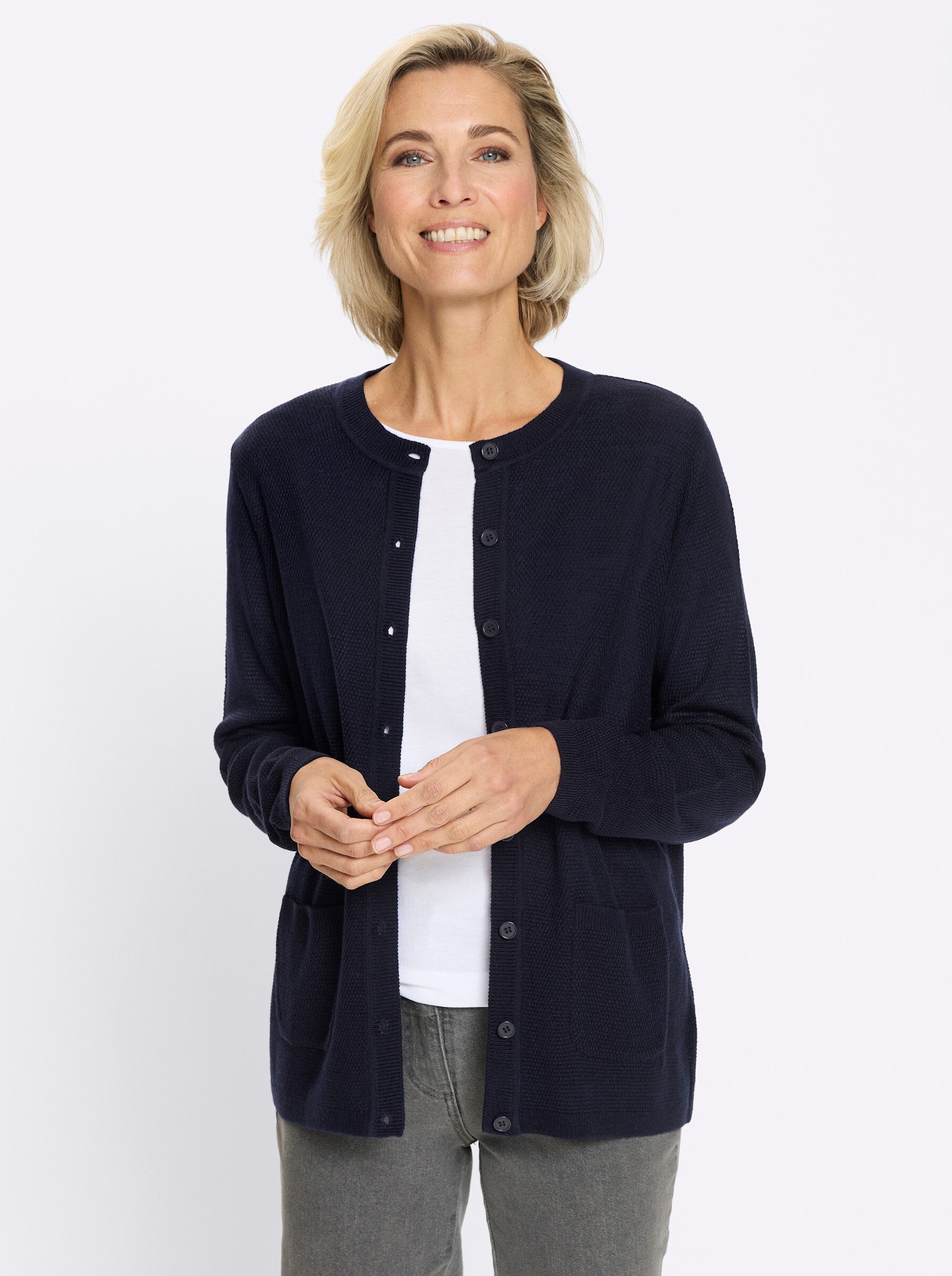 Sieh an! Strickjacke Strickjacke Langarm Struktur, Perlmuster