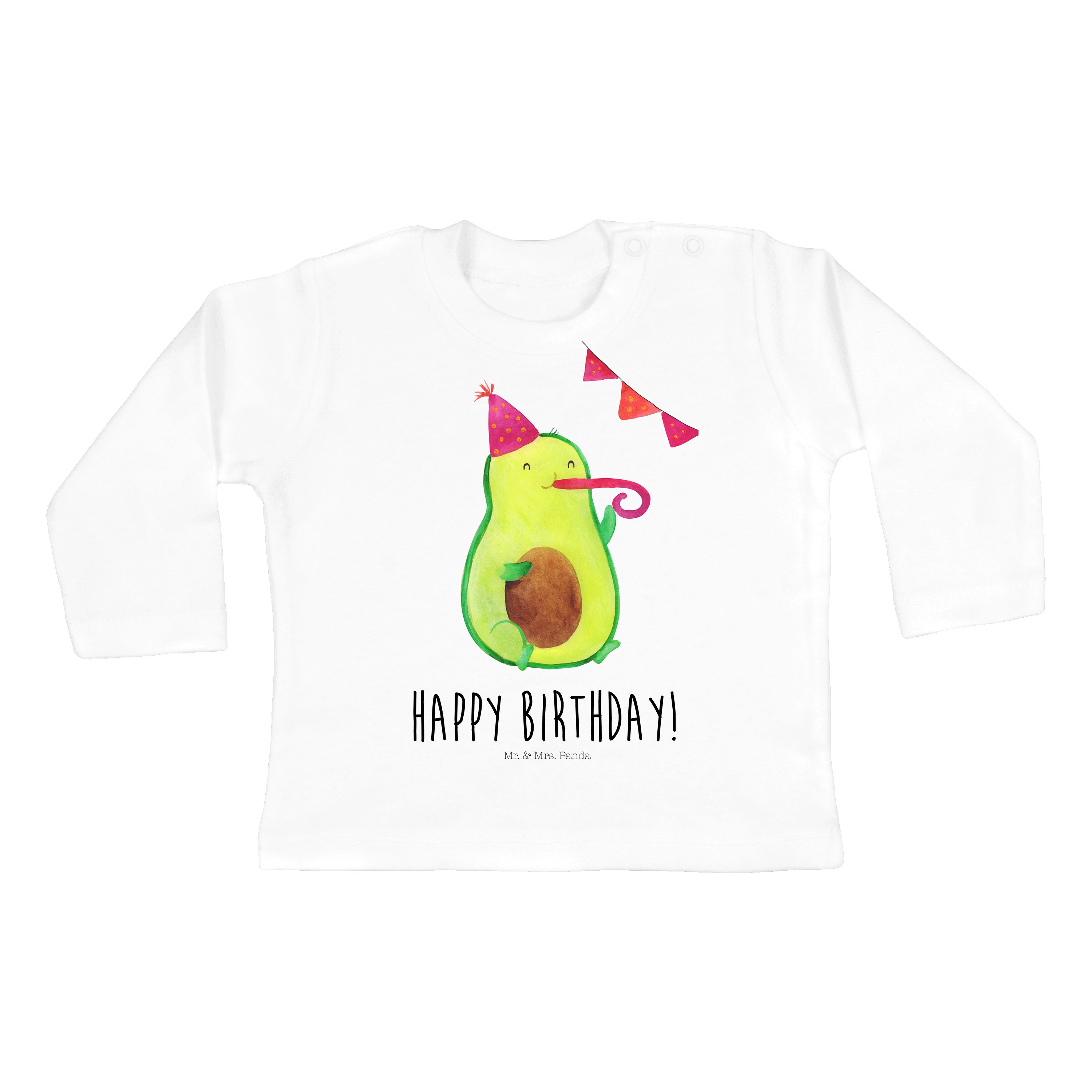 Geschenk, Avocado Mrs. Birthday (1-tlg) - Vegan, Mr. & Langarm, Party, Strampler - Kleidung, Weiß Panda