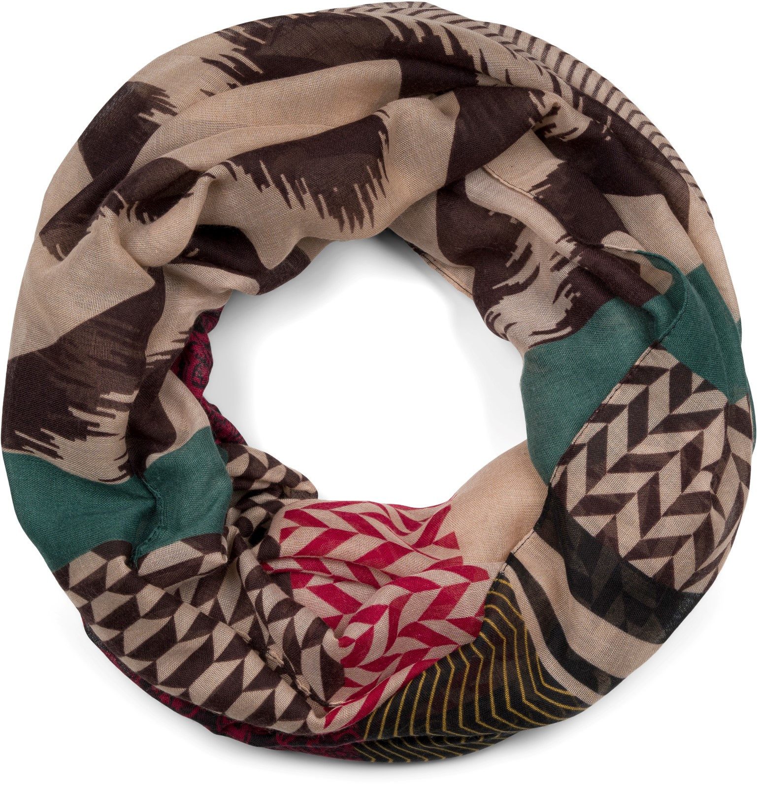 styleBREAKER Loop Loop Schal Zick-Zack Paisley Muster Mix, (1-St)
