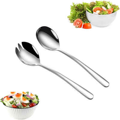 Lubgitsr Salatbesteck Salatbesteck Edelstahl, Salatlöffel und Salatgabel, Silber (2-tlg)