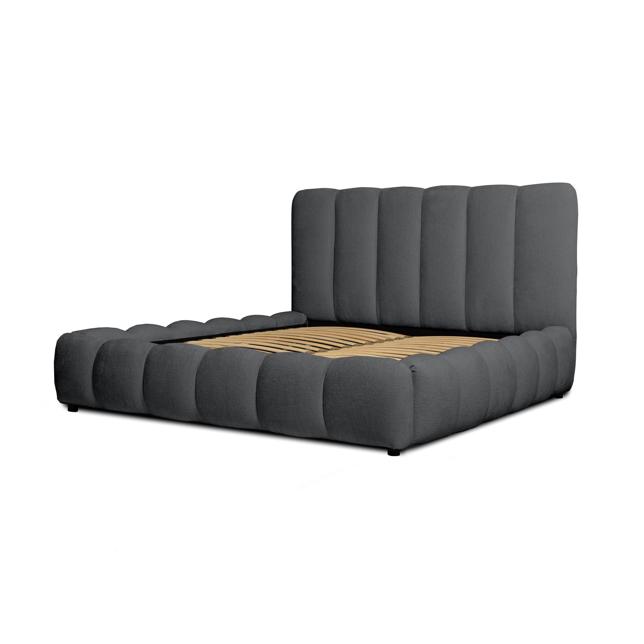 Fun Möbel Polsterbett Doppelbett Schlafzimmerbett HEDA in Stoff (mit Lattenrost, ohne Matratze, inkl. Bettkasten)