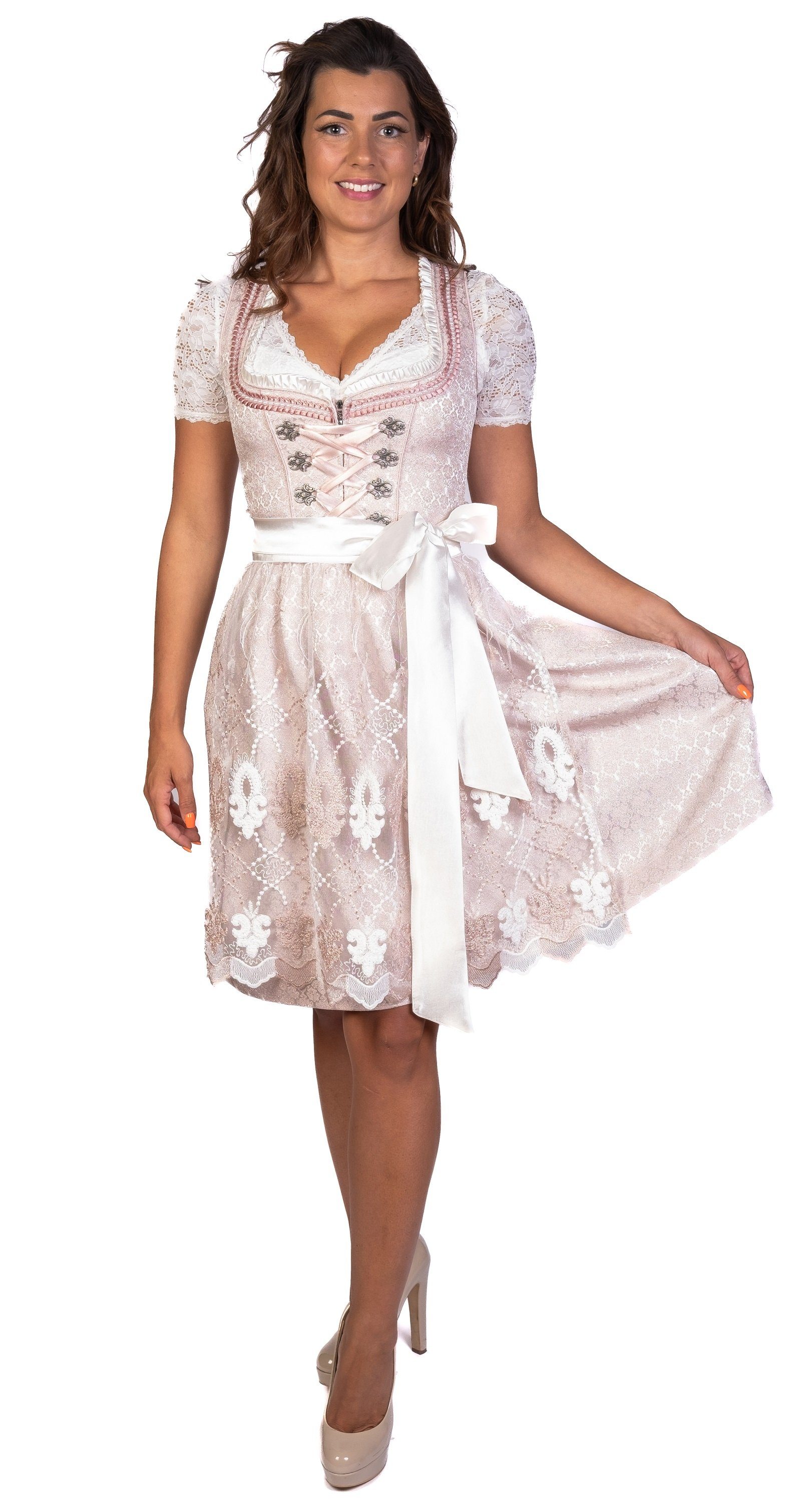 2.TLG ROSA/WEISS Dirndl Susi Trachtenkleid Trachtl