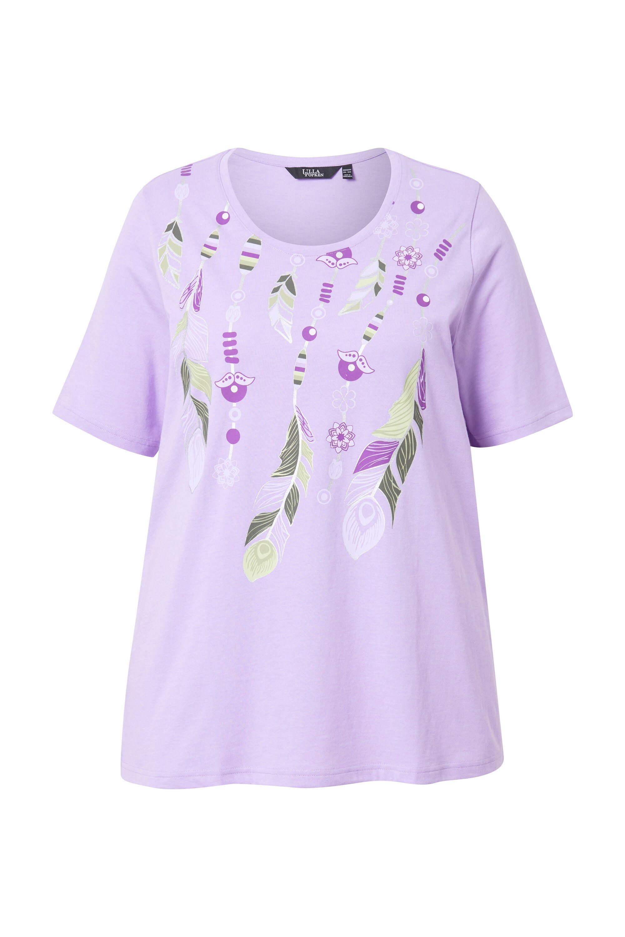 Ulla Popken T-Shirt T-Shirt Federn A-Linie günstig online kaufen