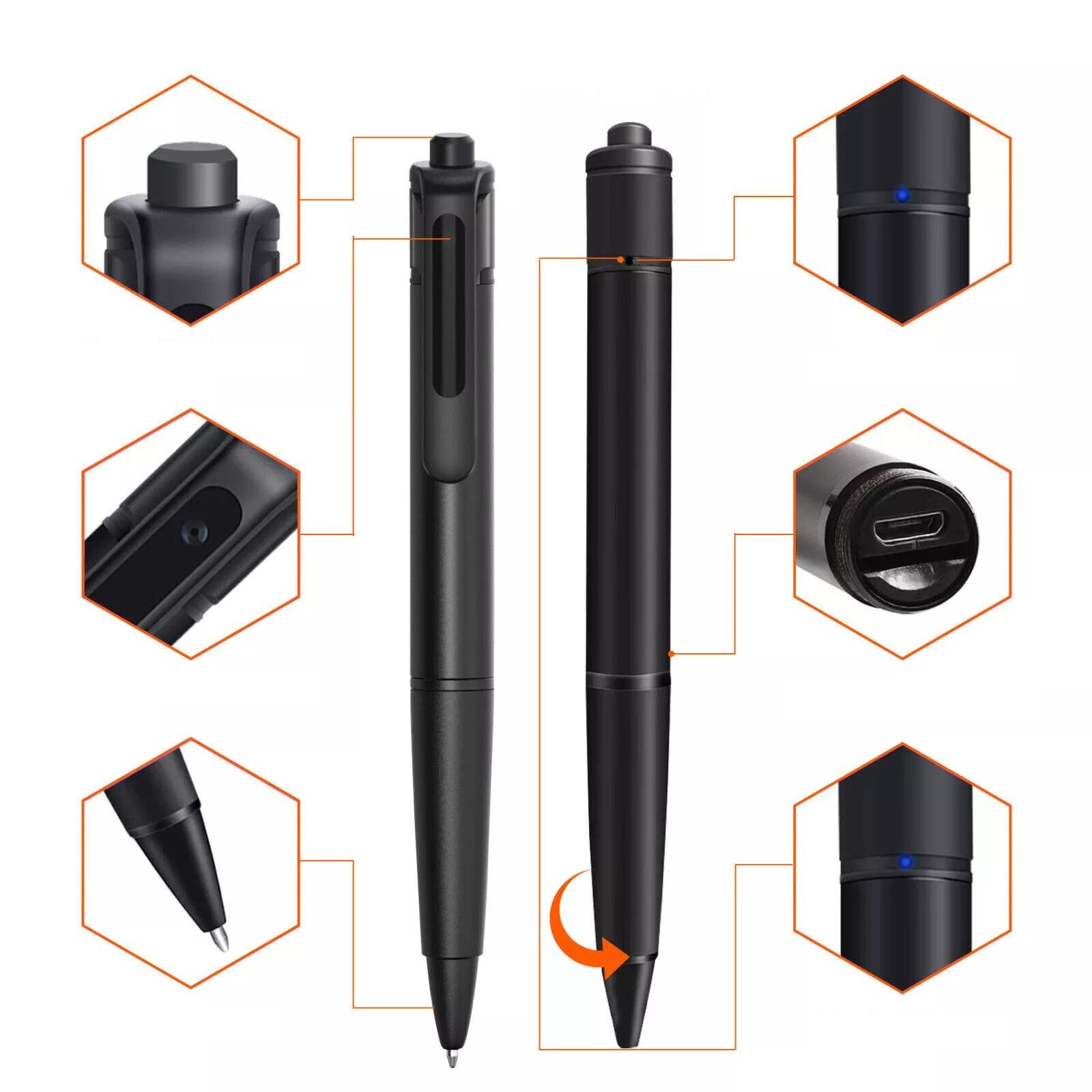 SpionProfi Überwachungskamera 4k Kugelschreiber Kamera Stift Spion Video Ton Bild Aufnahme (1-tlg., Echter Kugelschreiber mit versteckte 4k Kamera) – Bild 3 von 5