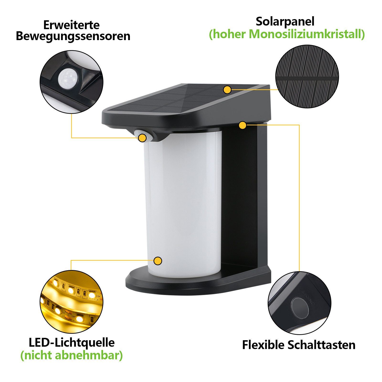 ZMH Außen-Wandleuchte 1/2ER Wandleuchte Solar für Außen mit Bewegungsmelder günstig online kaufen