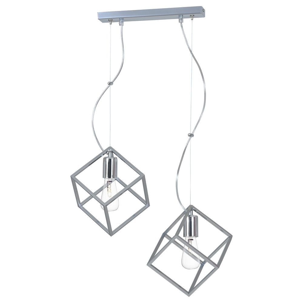 famlights Pendelleuchte Pendelleuchte Julie aus Metall in Silber 2 x E27 max.60W