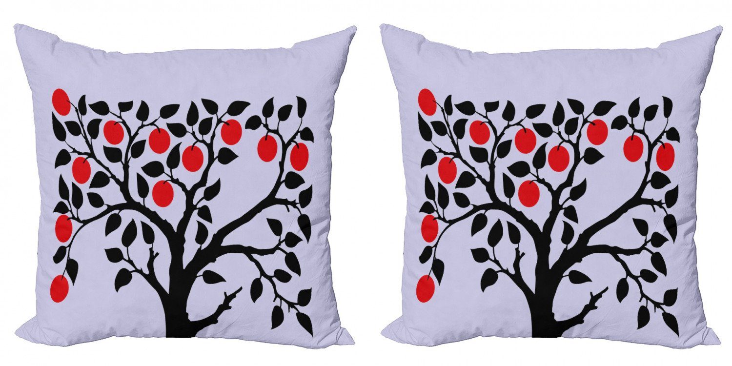 Doppelseitiger Frucht-Kunst Reife Kissenbezüge Accent Stück), Modern Tree (2 Black Abakuhaus Digitaldruck, Apfel