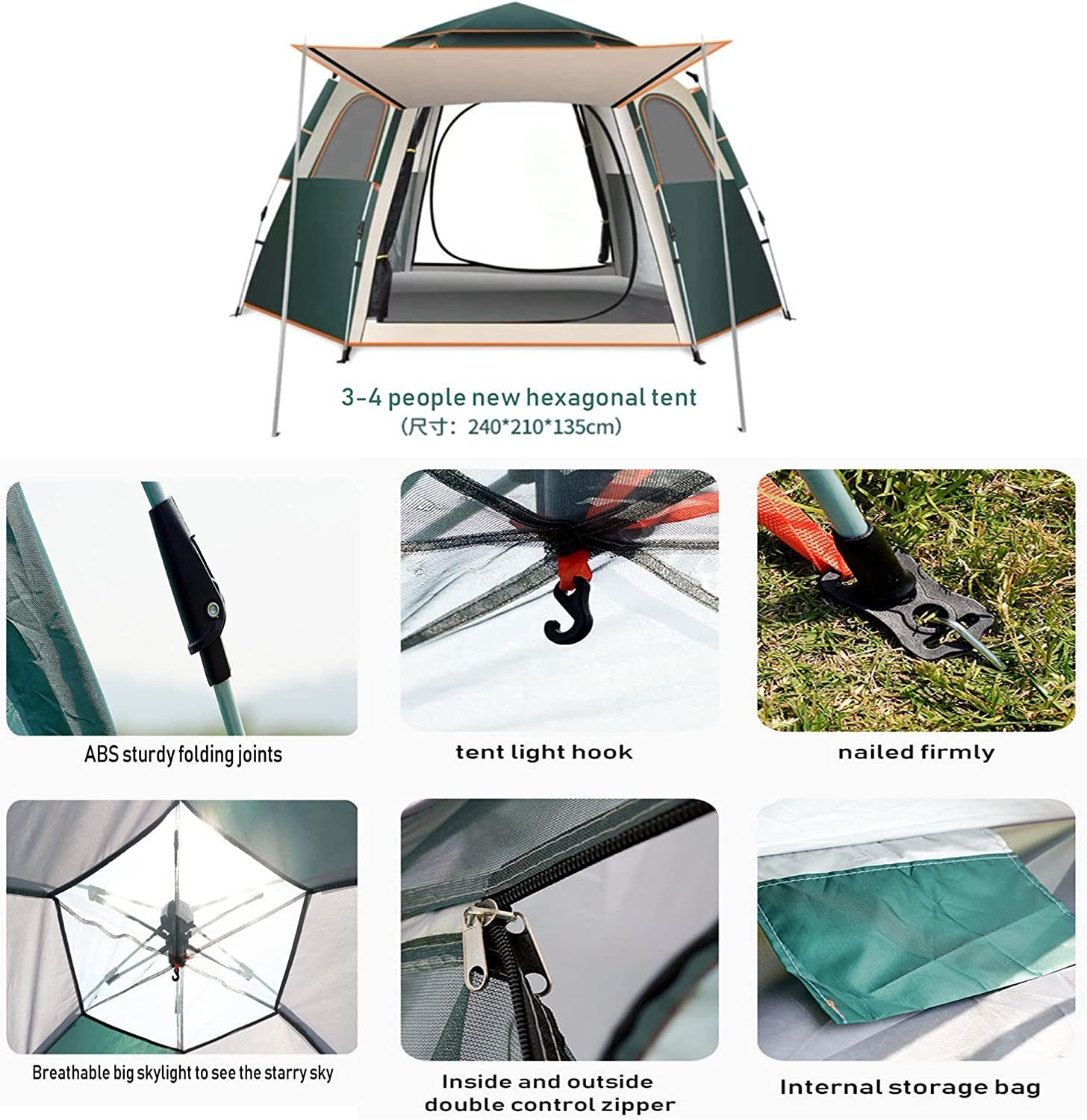 Wurfzelt,Camping Up Personen: Biwakzelt Zelt,Pop DOPWii Zelt,Wasserdicht,Abnehmbar, 3