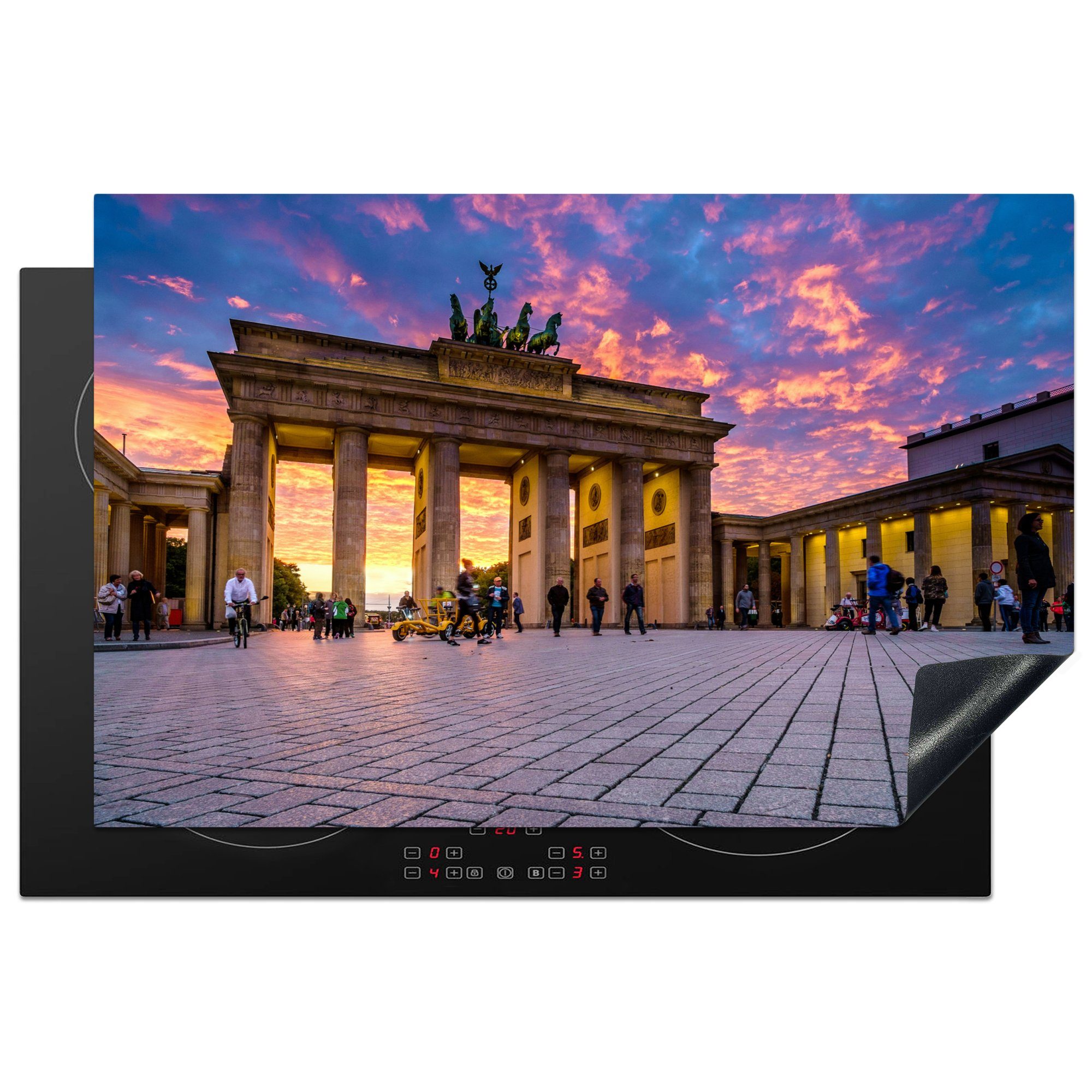 MuchoWow Herdblende-/Abdeckplatte Brandenburger Tor vor einem wunderschönen Himmel, Vinyl, (1 tlg), 81x52 cm, Induktionskochfeld Schutz für die küche, Ceranfeldabdeckung