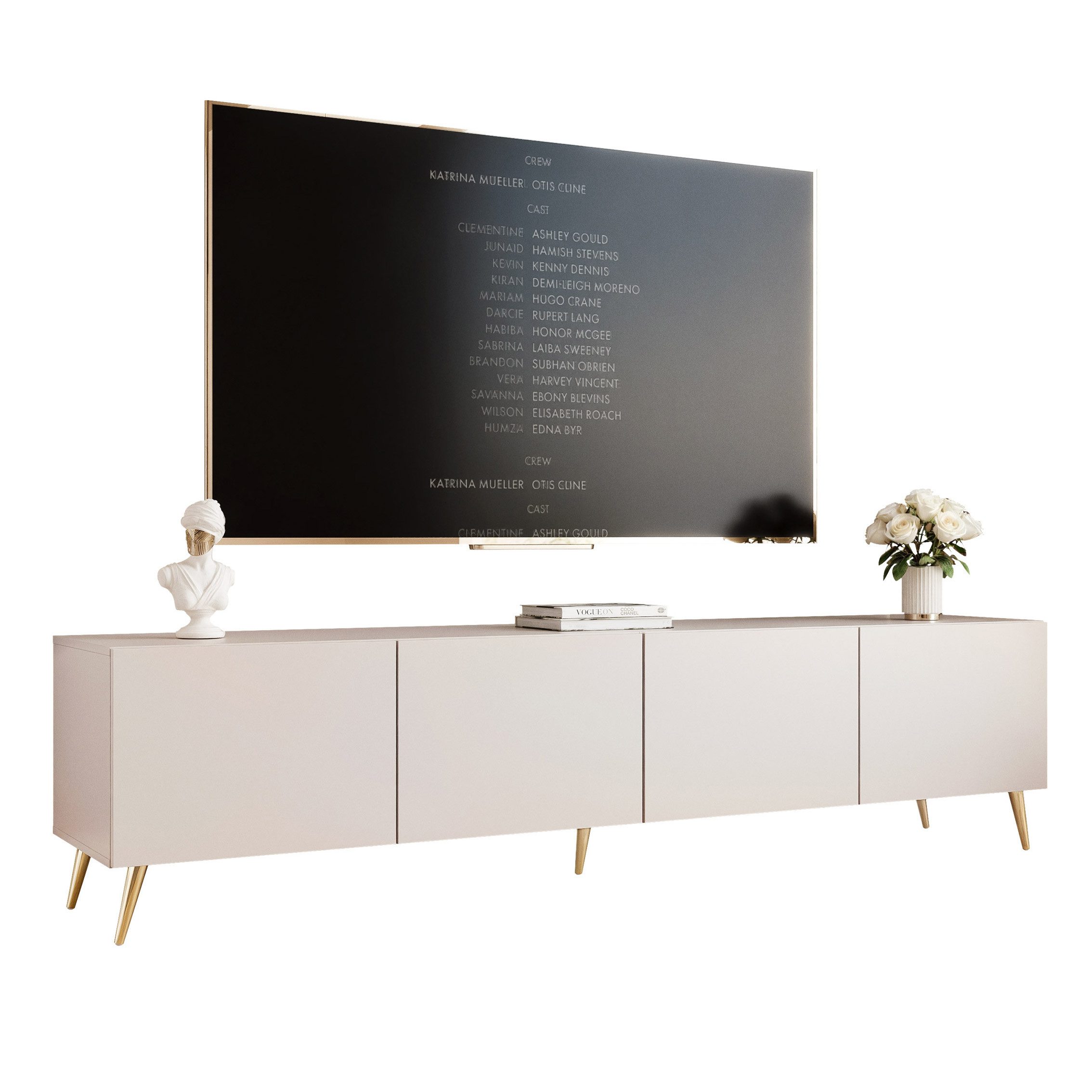 yourhouse24 Lowboard TV ANGEL 200 auf Füßen mit LED-Beleuchtung – Griffloses Design