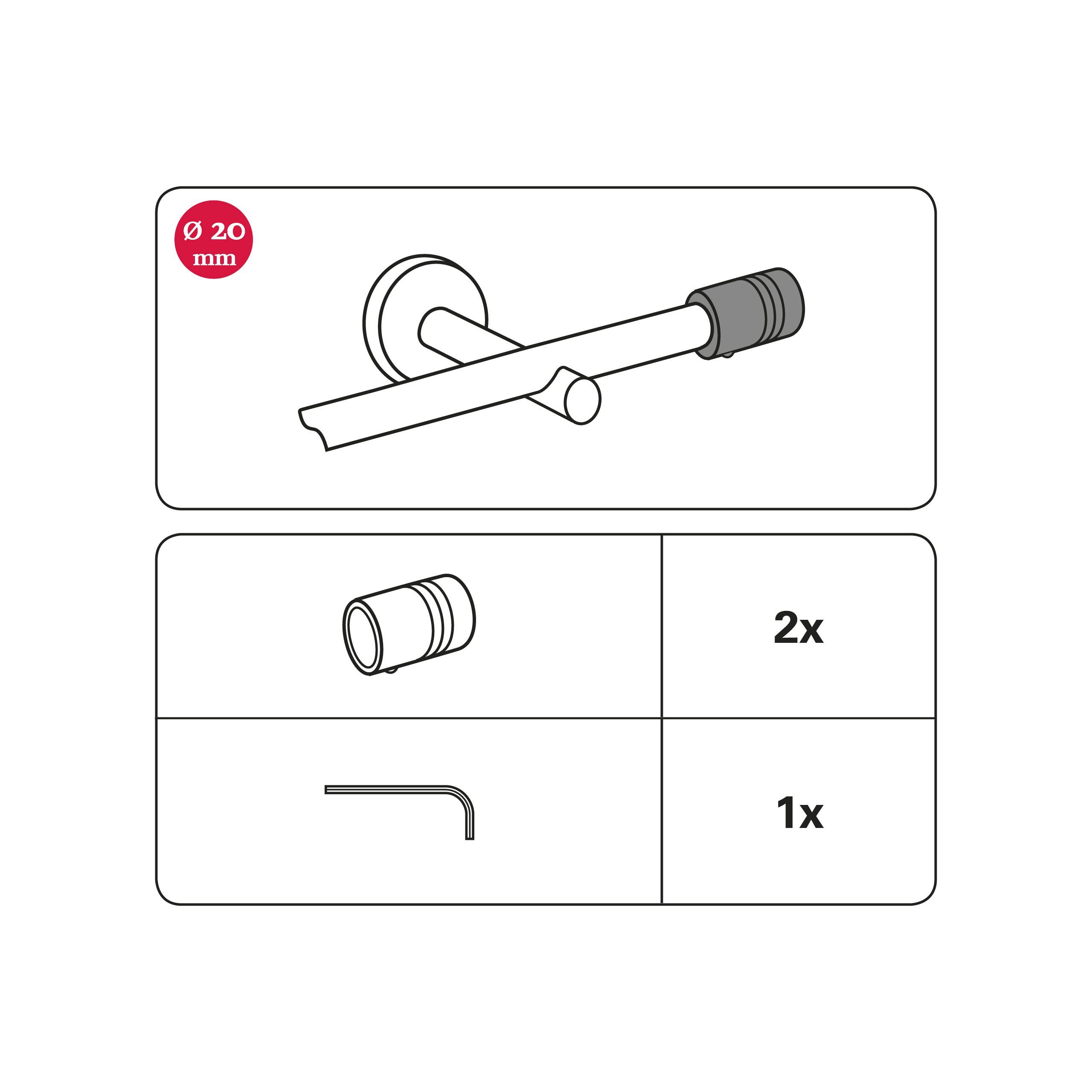 Gardinenstangen-Endstück Zylinder, GARDINIA, Chicago Ø weiß mm 20 Einzelprogramm (2-St), Serie