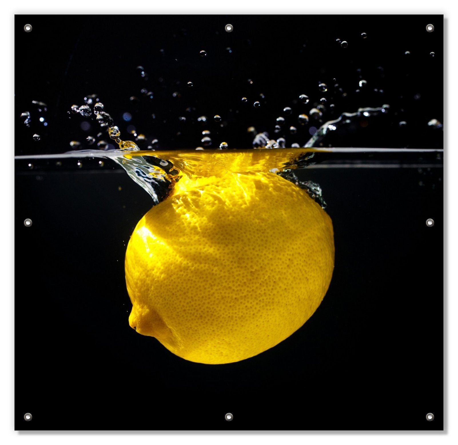 Sonnenschutz Zitrone im Wasser - Frisches Obst für die Küche, Wallario, blickdicht, mit Saugnäpfen, wiederablösbar und wiederverwendbar