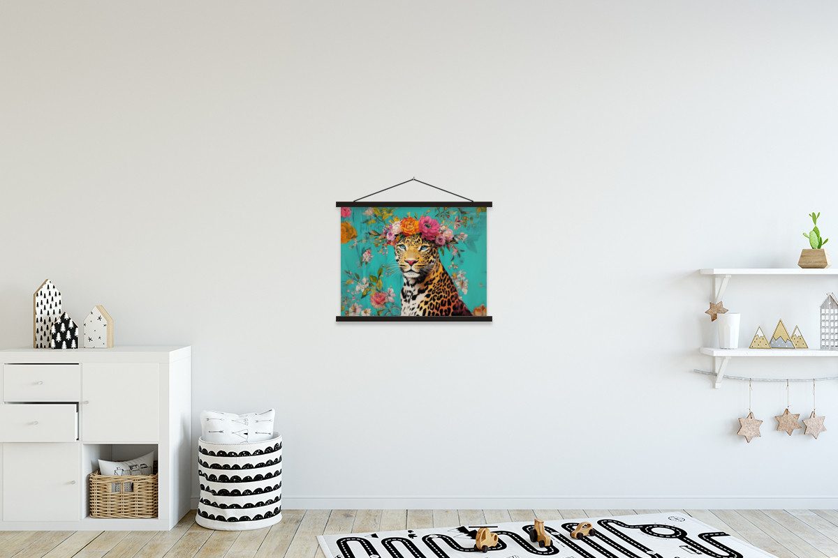 MuchoWow Poster Leopard - Blumen - günstig online kaufen