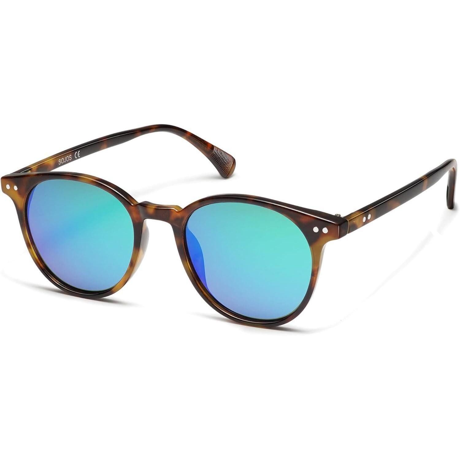 Retrosonnenbrille Sonnenbrille Polarisiert Schildkröten Rahmen Blau-grünliche Linse