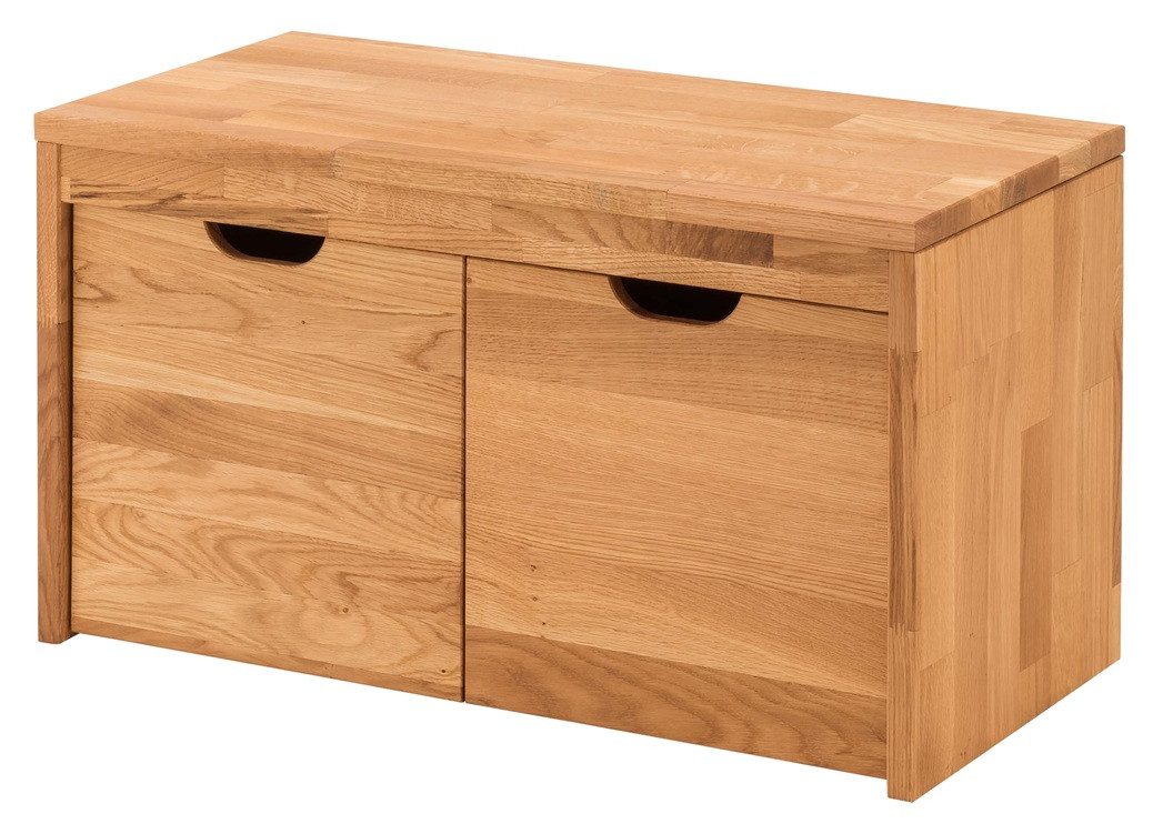 Main Möbel Schuhbank Garderobenbank mit Schubkästen 82cm 'Stockholm' Wildeiche massiv