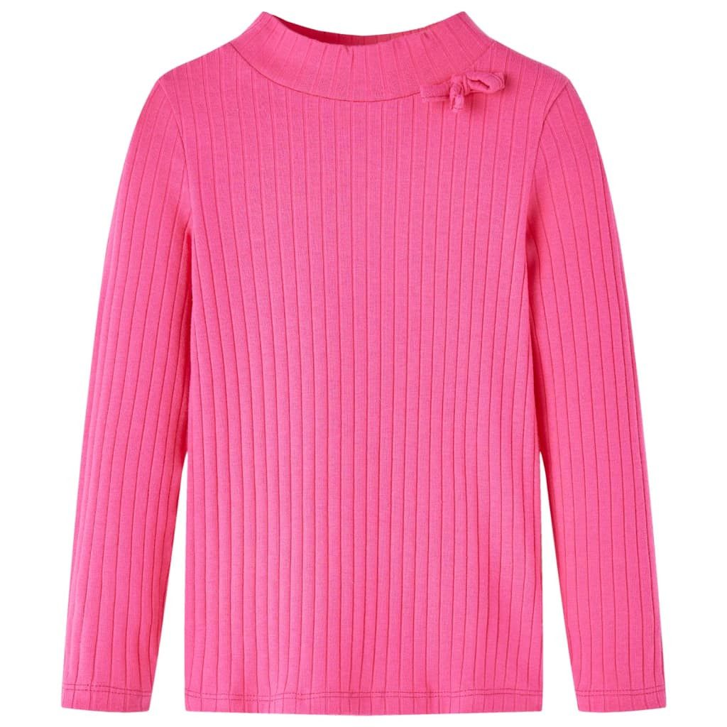 Langarmshirt Kinder-Langarmshirt Rippstrick Knallrosa 116