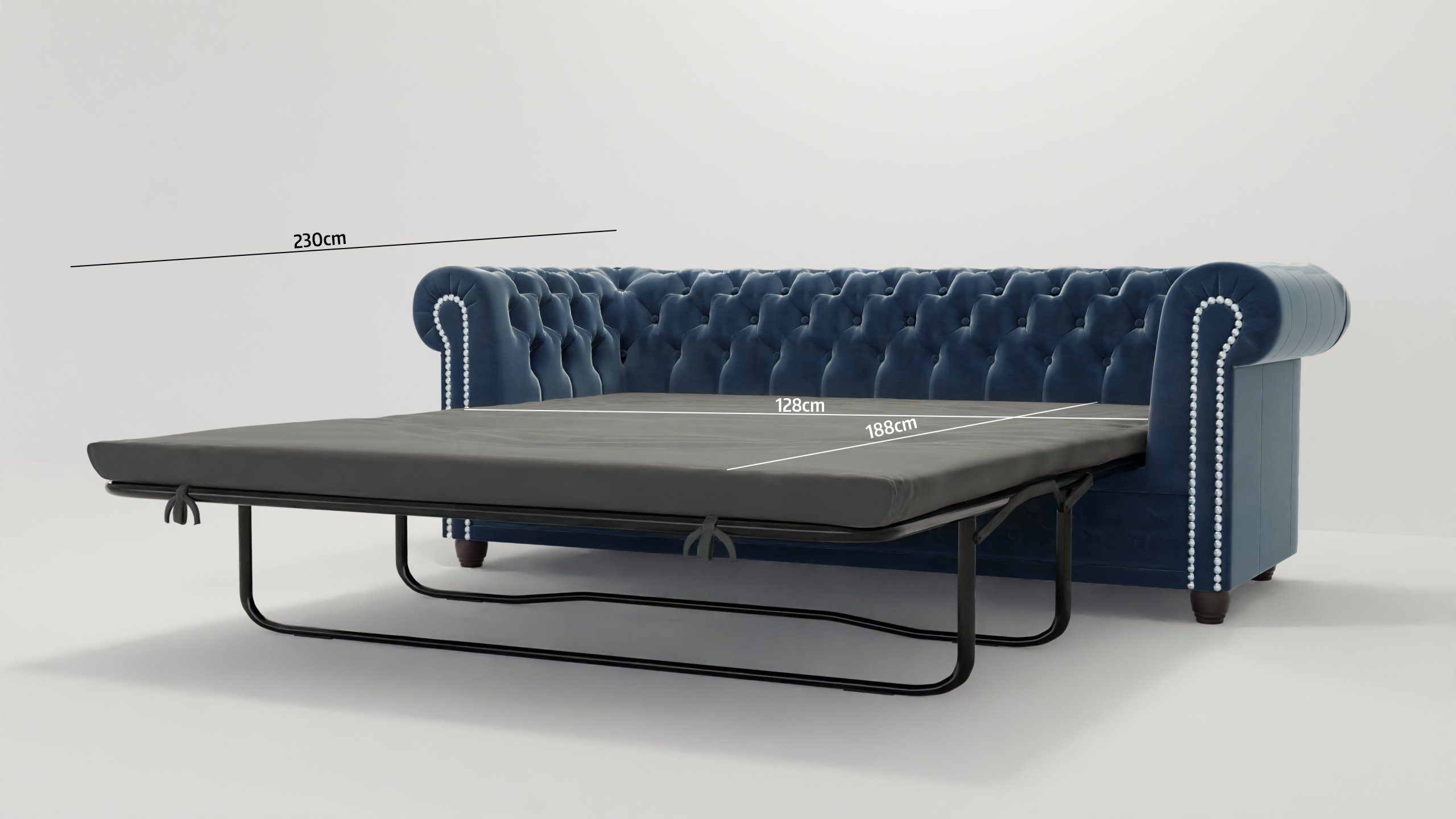 S-Style Möbel Polstergarnitur Chesterfield Lena mit Schlaffunktion 3+2+1 aus Samt-Stoff, Holzfüßen, (3-Sitzer-Sofa mit Schlaffunktion, 2-Sitzer-Sofa mit Schlaffunktion, Sessel), mit Wellenfederung