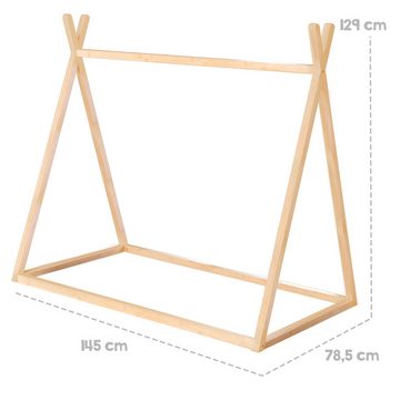 roba® Kinderbett Hausbett - nach Montessori Prinzip - FSC zertifiziertes Massivholz, Tipibett - Babybett zum Spielen, Lesen & Kuscheln - Bambus natur