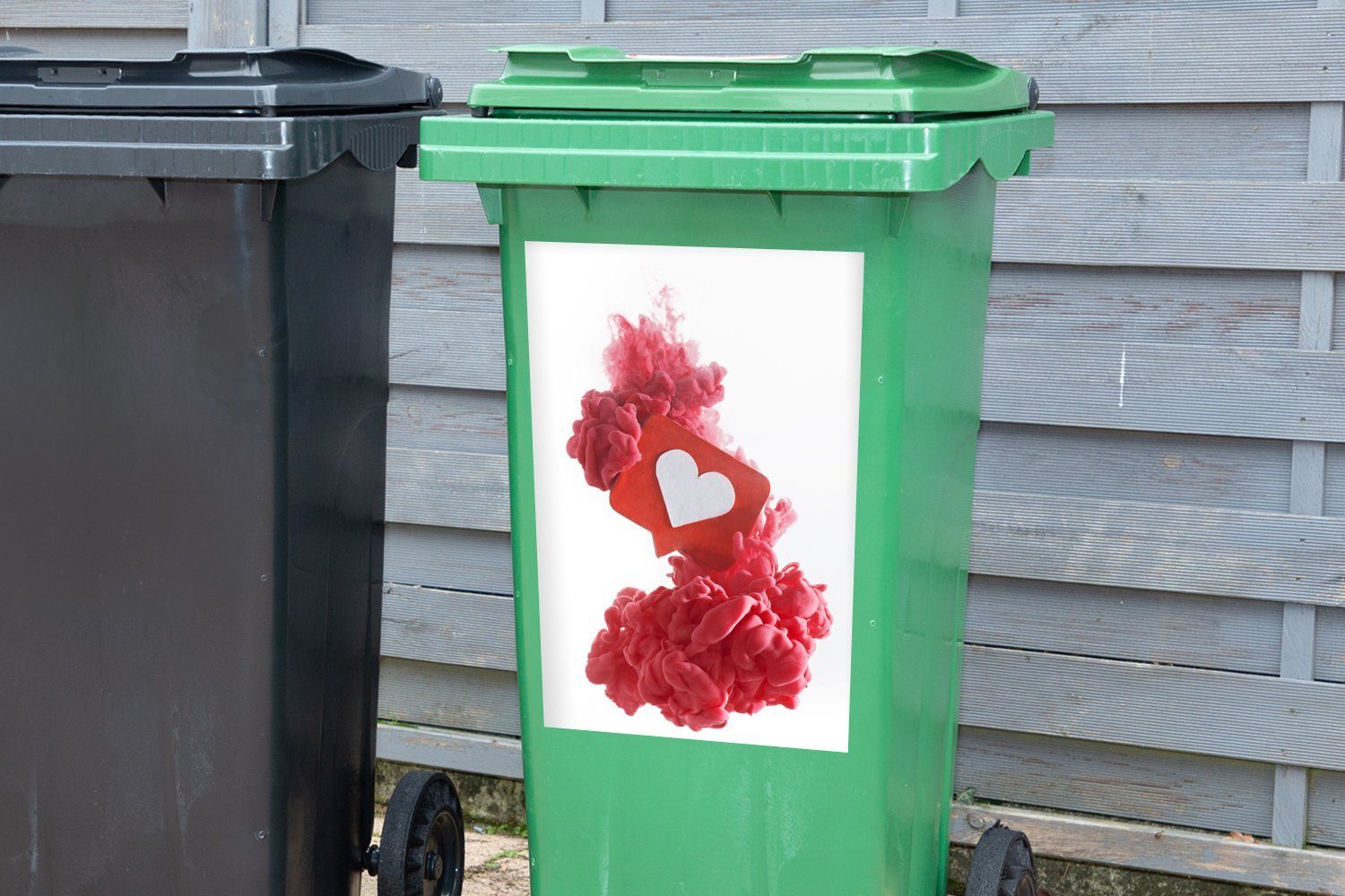 MuchoWow Wandsticker Herz - Container, Sticker, Mülleimer-aufkleber, Mülltonne, Abfalbehälter Rauch St), Rot - (1
