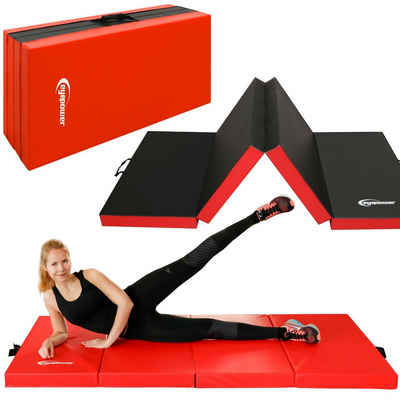 eyepower Fitnessmatte 8cm dicke Weichbodenmatte 200x100cm faltbar, schwarz rote Turnmatte