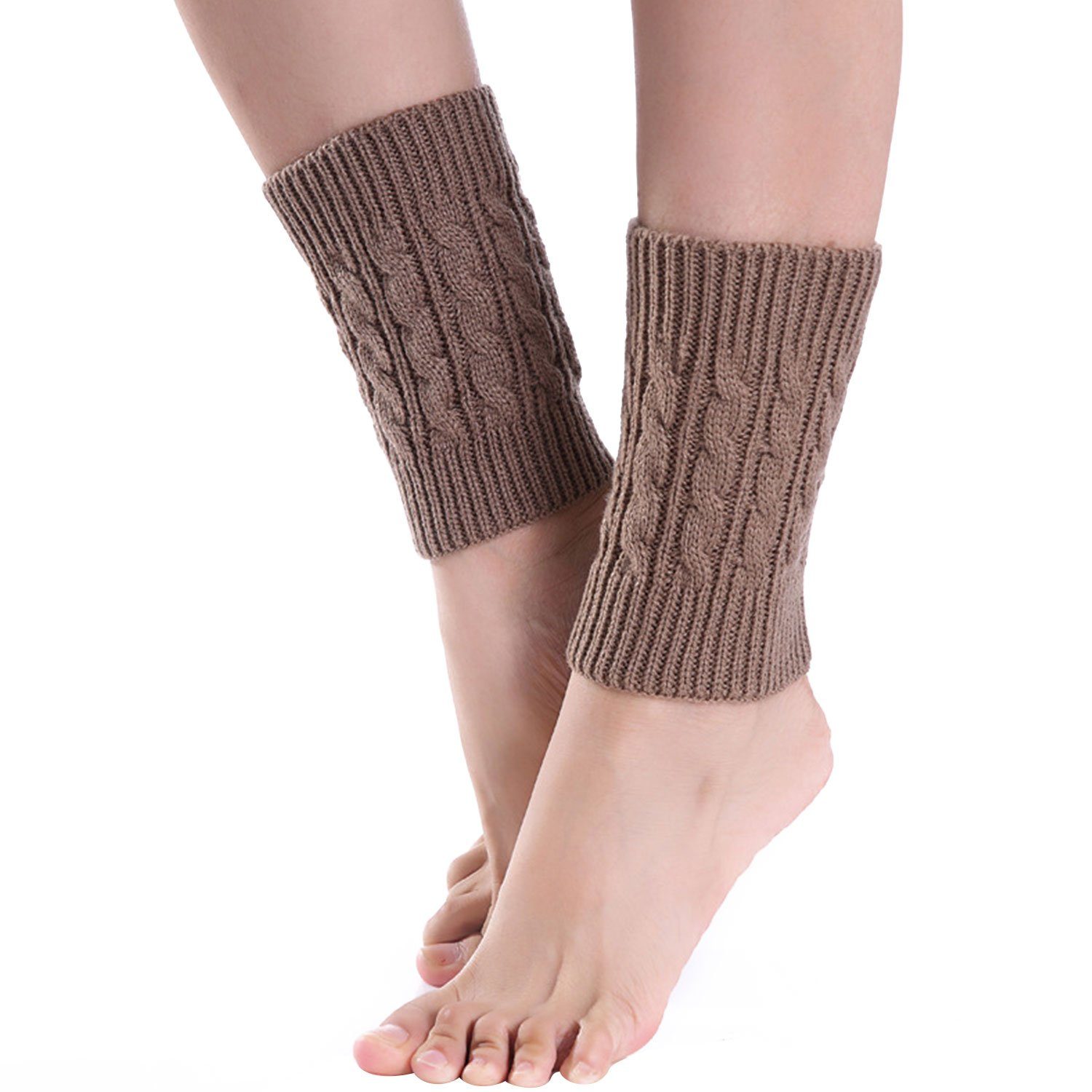 MAGICSHE Beinstulpen Stulpen Damen Winter Beinwärmer Gestrickte Legwarmers Khaki