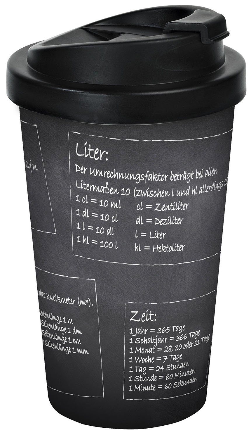 Geda Labels GmbH Coffee-to-go-Becher Mathe, PP, Schwarz, 400 ml, doppelwandig, auslaufsicher
