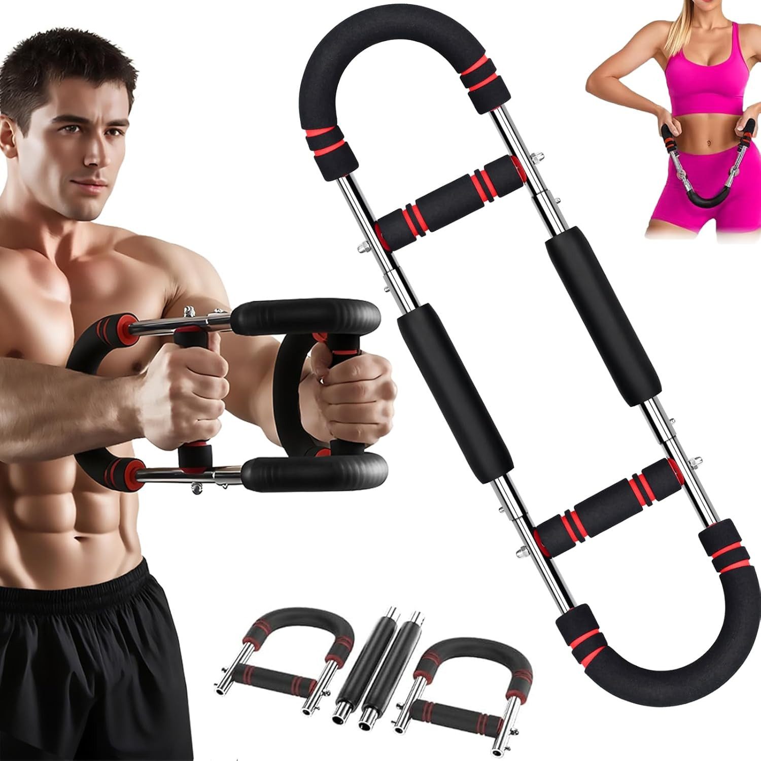 BlingBin Multitrainer Verstellbarer U-förmiger Multifunktions-Brusttrainer, (1 Stück, 1-St., 30‑50 kg Verstellbar), für Arm- und Brusttraining, tragbarer Expander für Heimtraining
